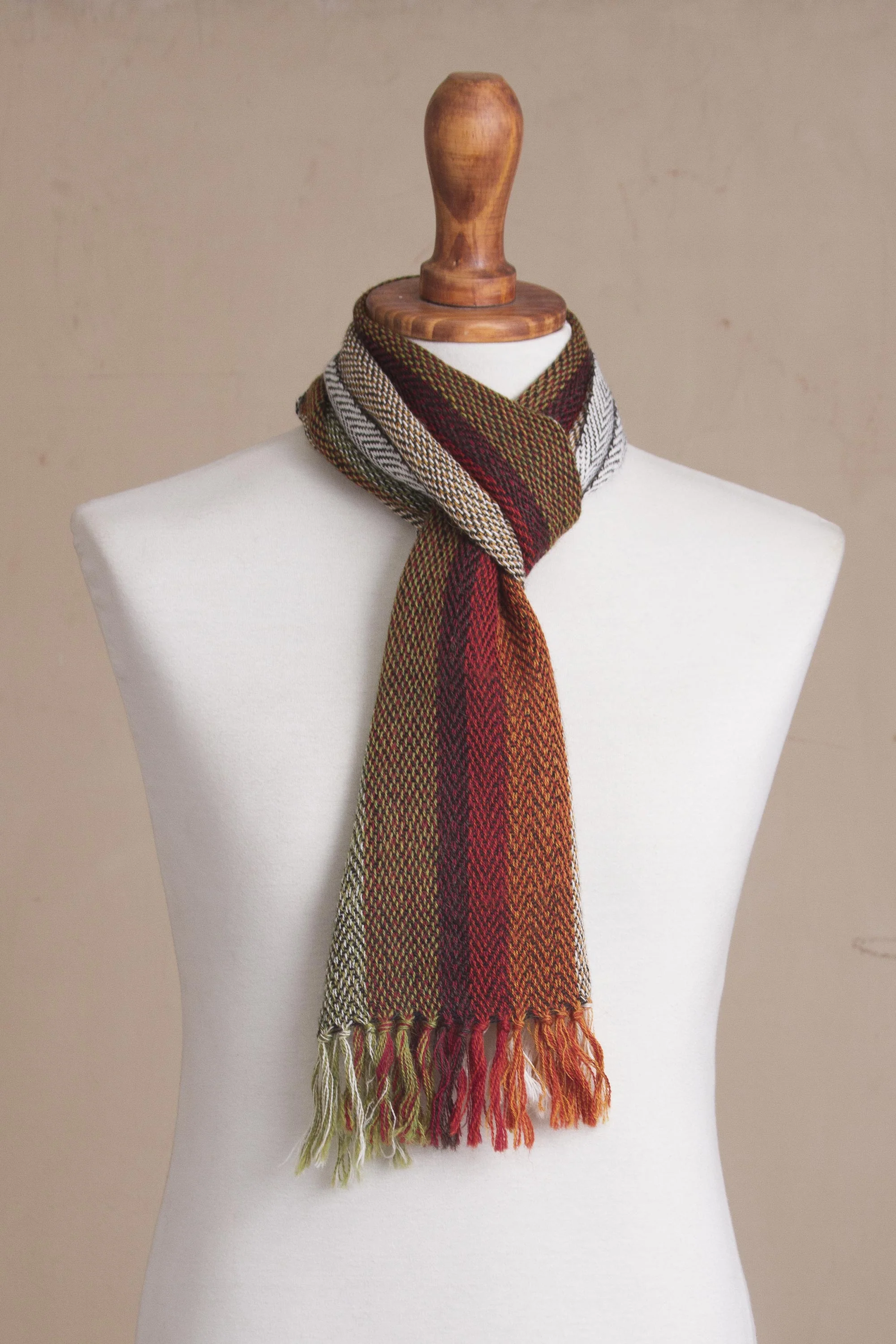 Dream of Colors Handwoven 100% Alpaca Scarf with Stripes from Peru - Image 4