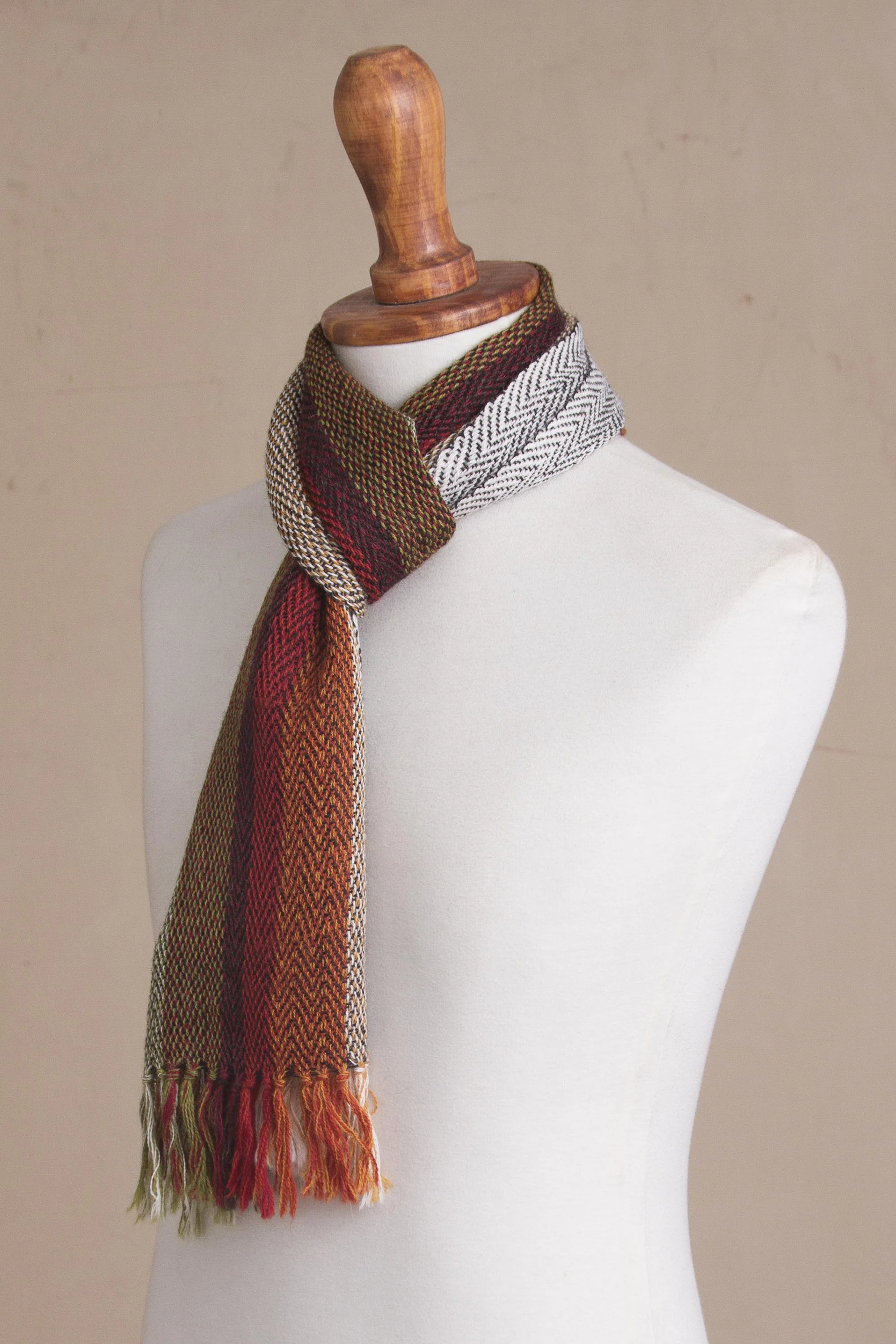 Dream of Colors Handwoven 100% Alpaca Scarf with Stripes from Peru - Image 5
