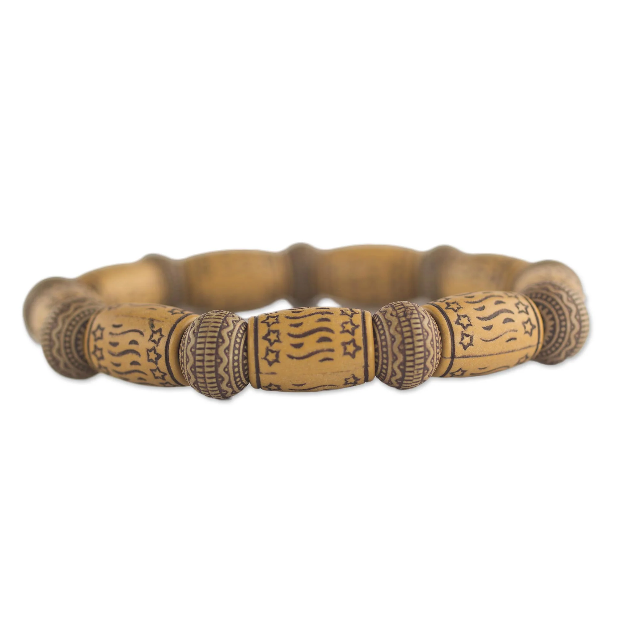 Dream Token Star Motif Recycled Bead Stretch Bracelet Ghana Jewelry - Image 5