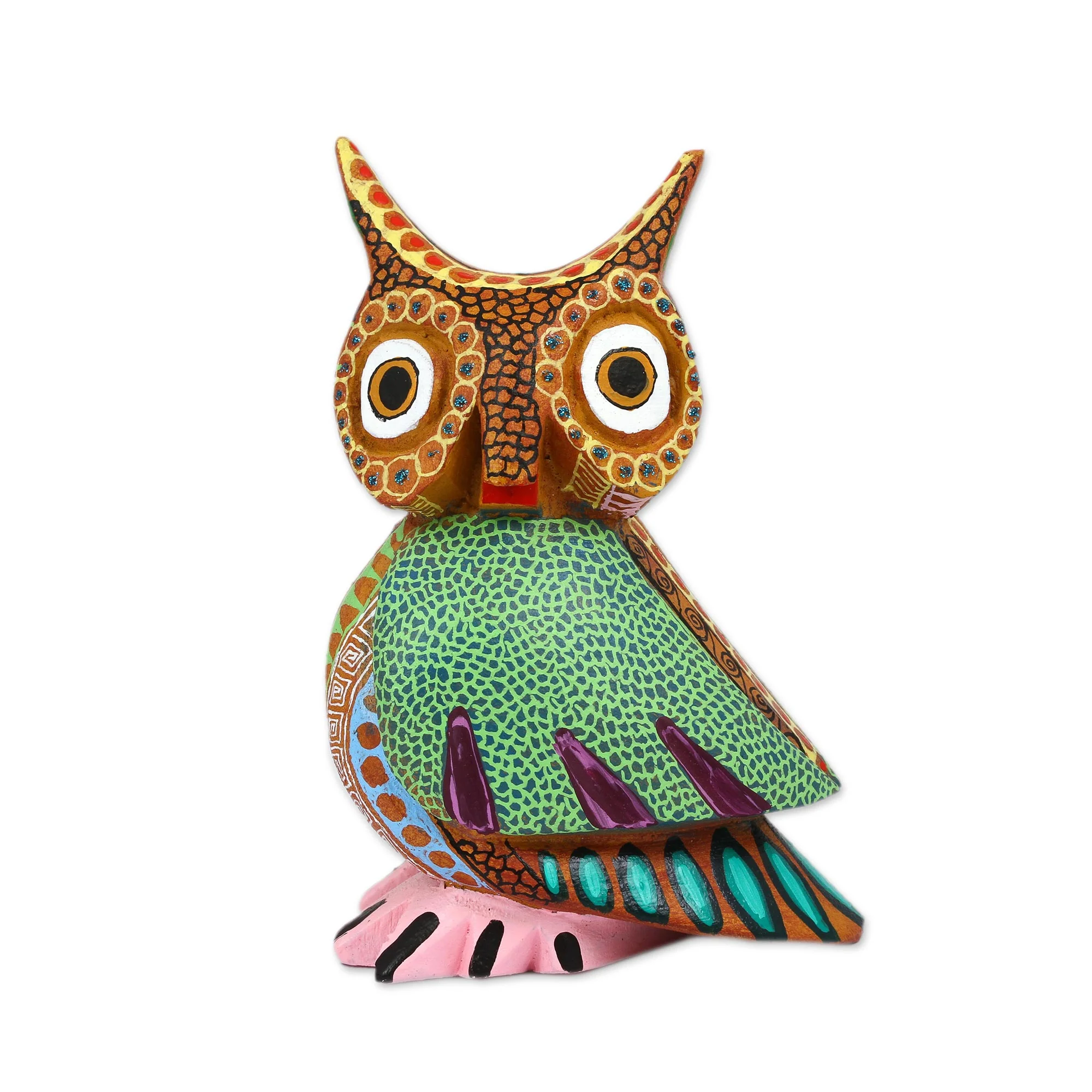 Dream Vision Hand-Carved Copal Wood Owl Alebrije Sculpture from Mexico - Image 2
