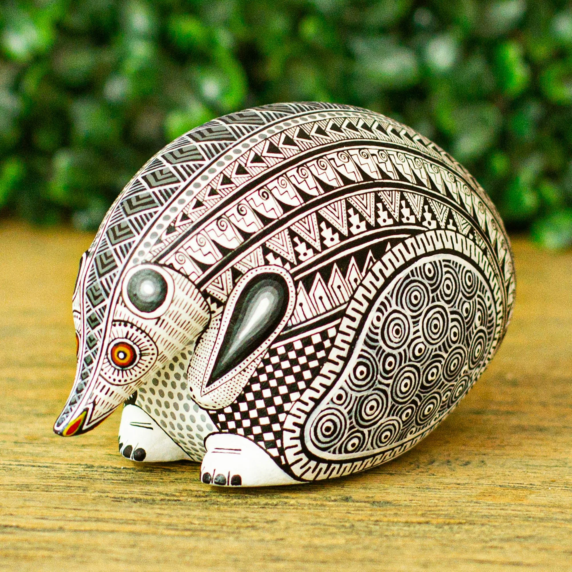 Dreamy Hedgehog Copal Wood Hedgehog Alebrije Figurine from Mexico - Image 3