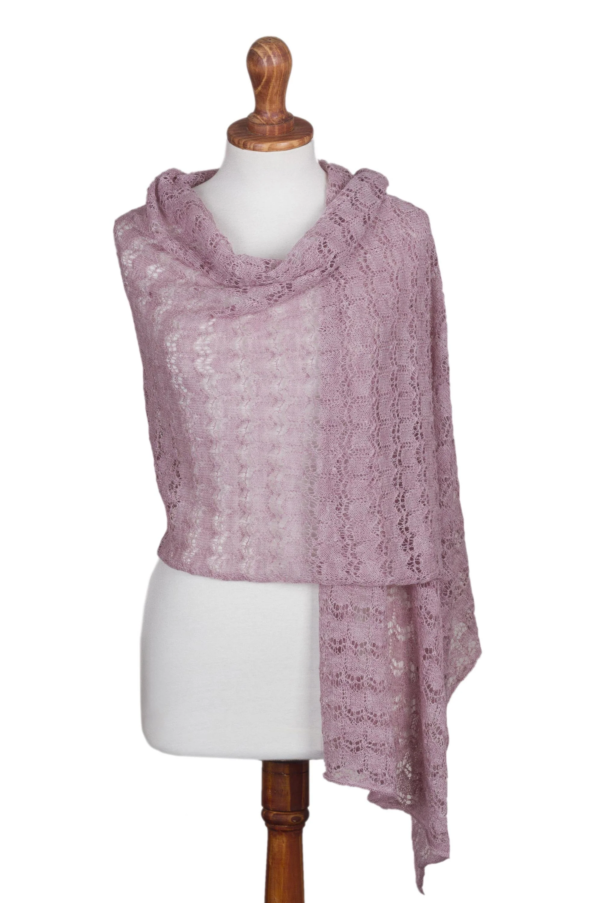 Dreamy Texture in Blush Textured 100% Baby Alpaca Shawl in Blush from Peru - Image 2