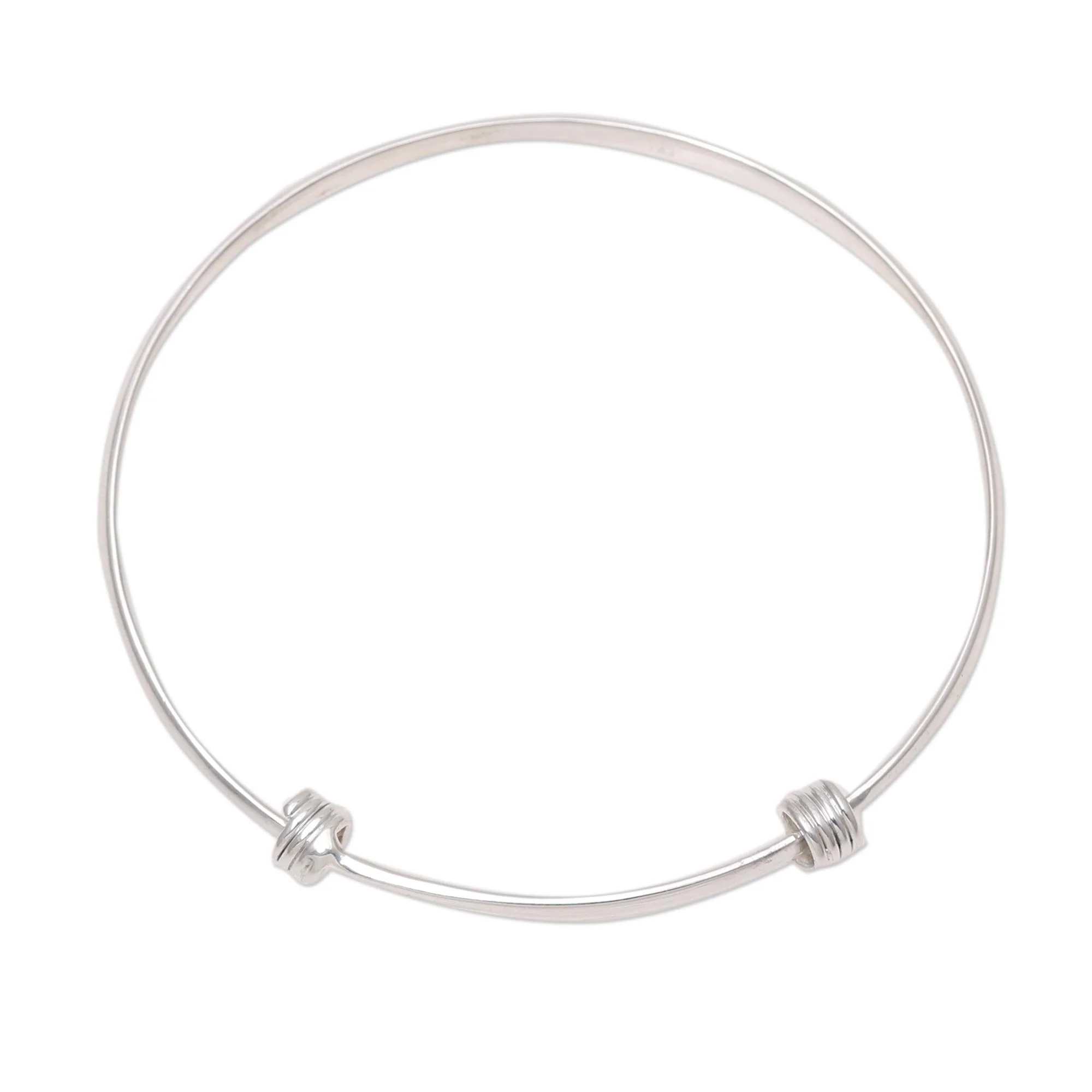Dual Elegance Simple Sterling Silver Bangle Bracelet from India - Image 4