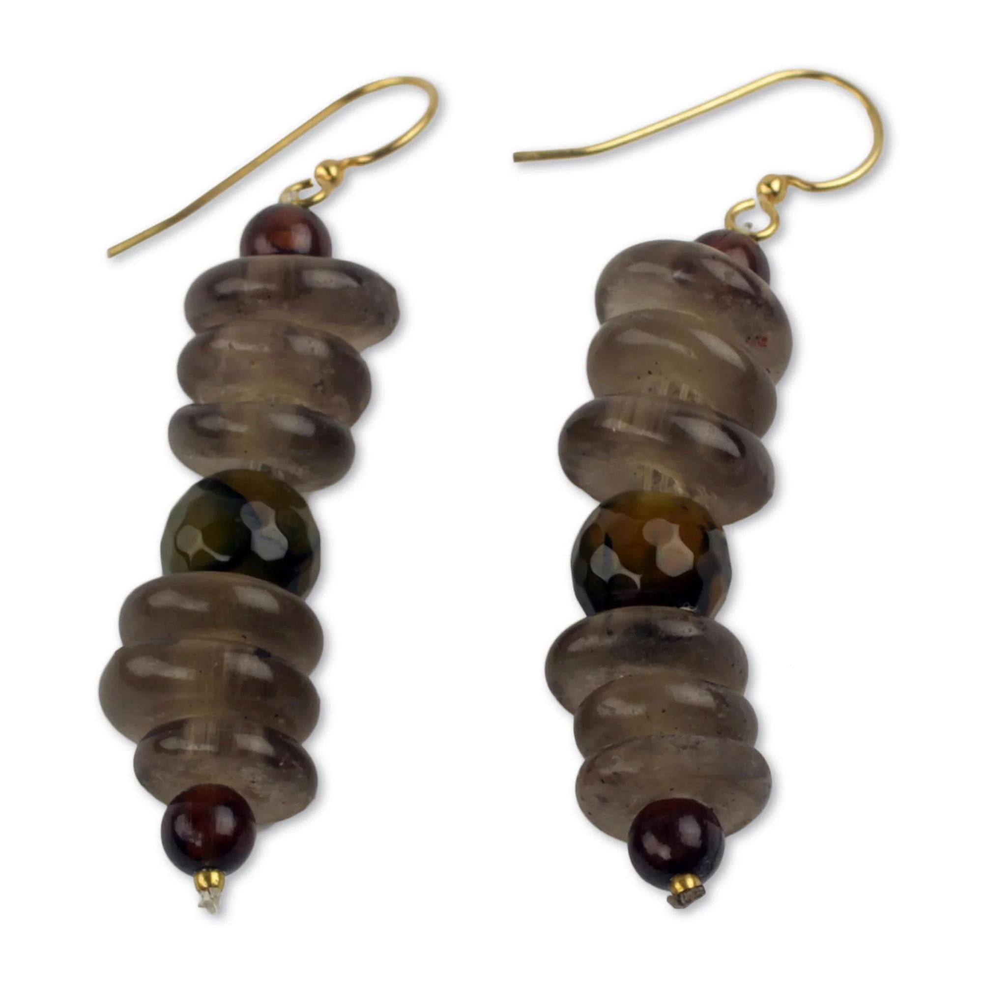 Dzifa Amber African Earrings Crafted by Hand with Recycled Beads - Image 2