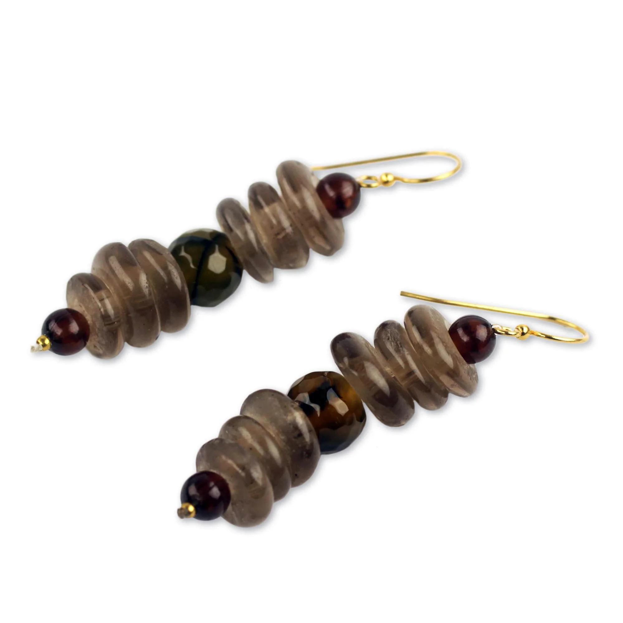 Dzifa Amber African Earrings Crafted by Hand with Recycled Beads - Image 3