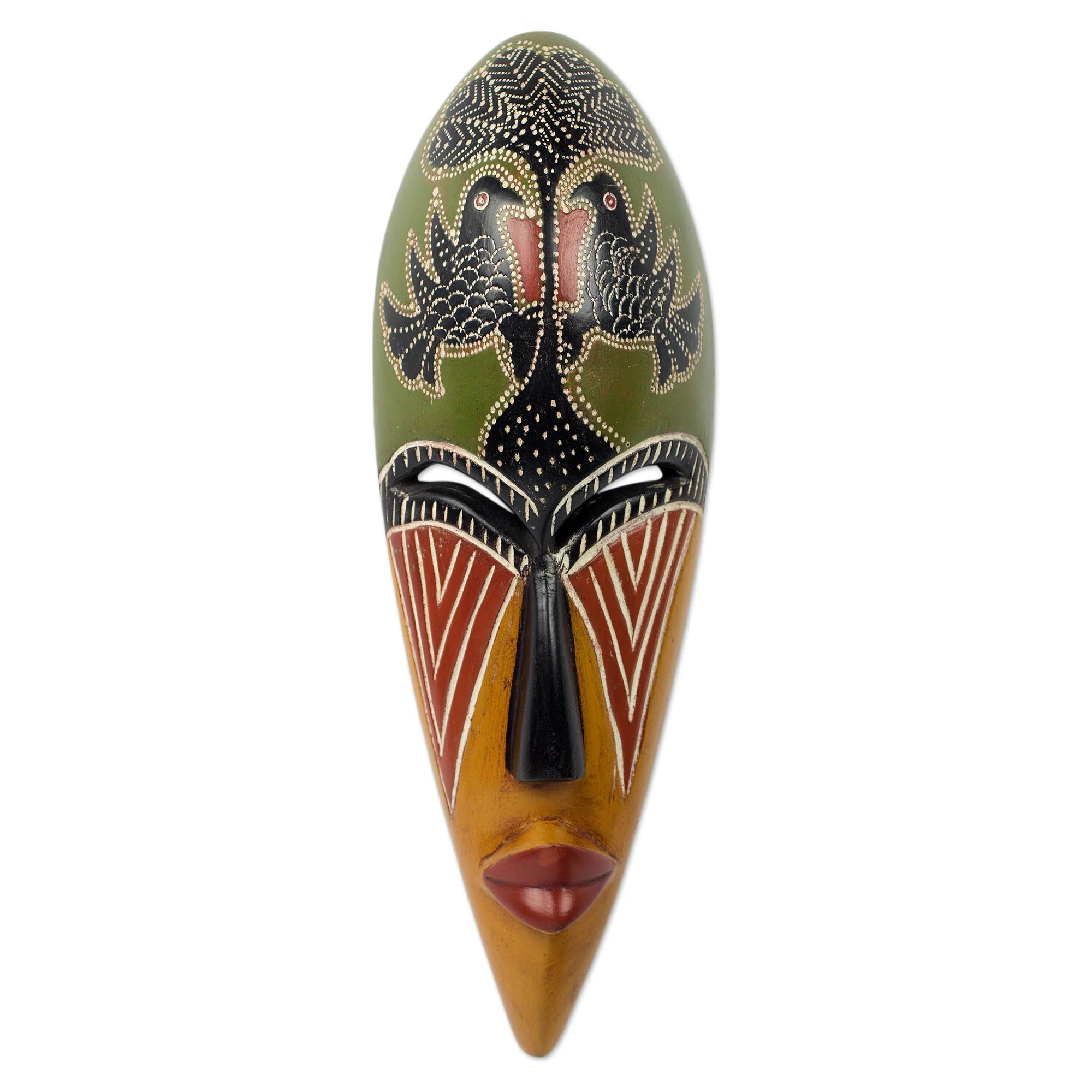 Eagle African Artisan Designed Wood Wall Mask with Eagle Motif - Image 2