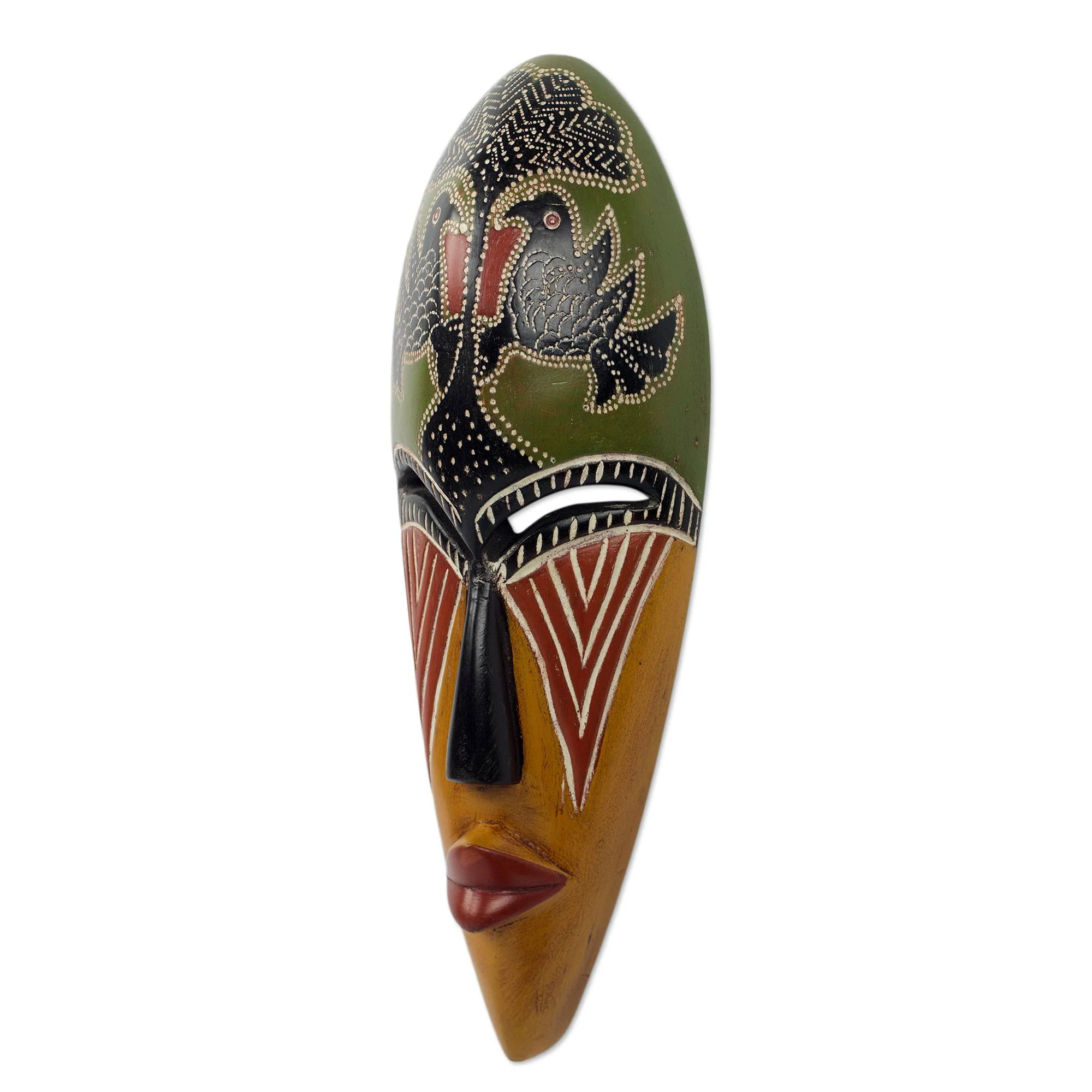 Eagle African Artisan Designed Wood Wall Mask with Eagle Motif - Image 3