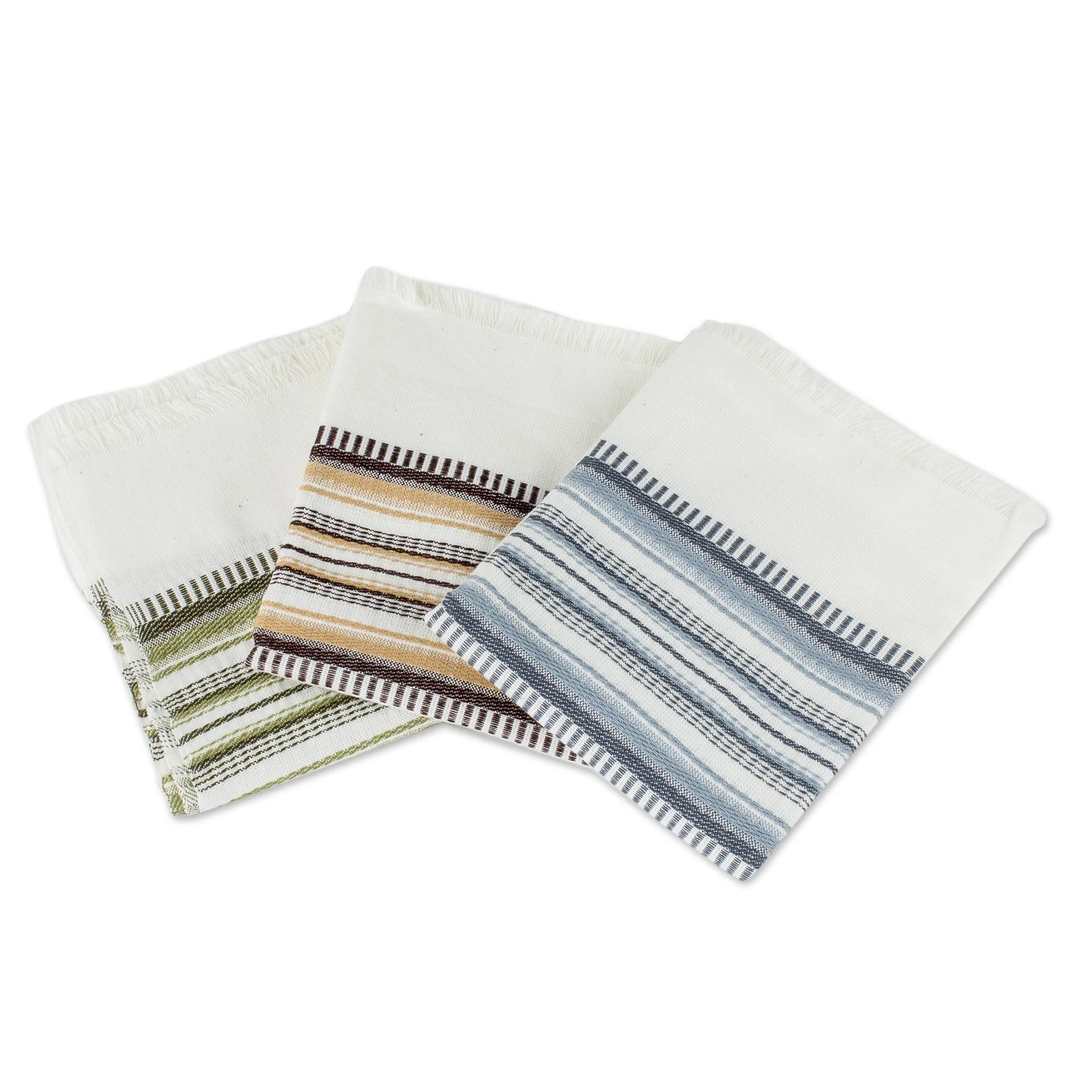 Earth Colors 3 Handwoven Guatemalan Earthtone Cotton Dish Towels - Image 2