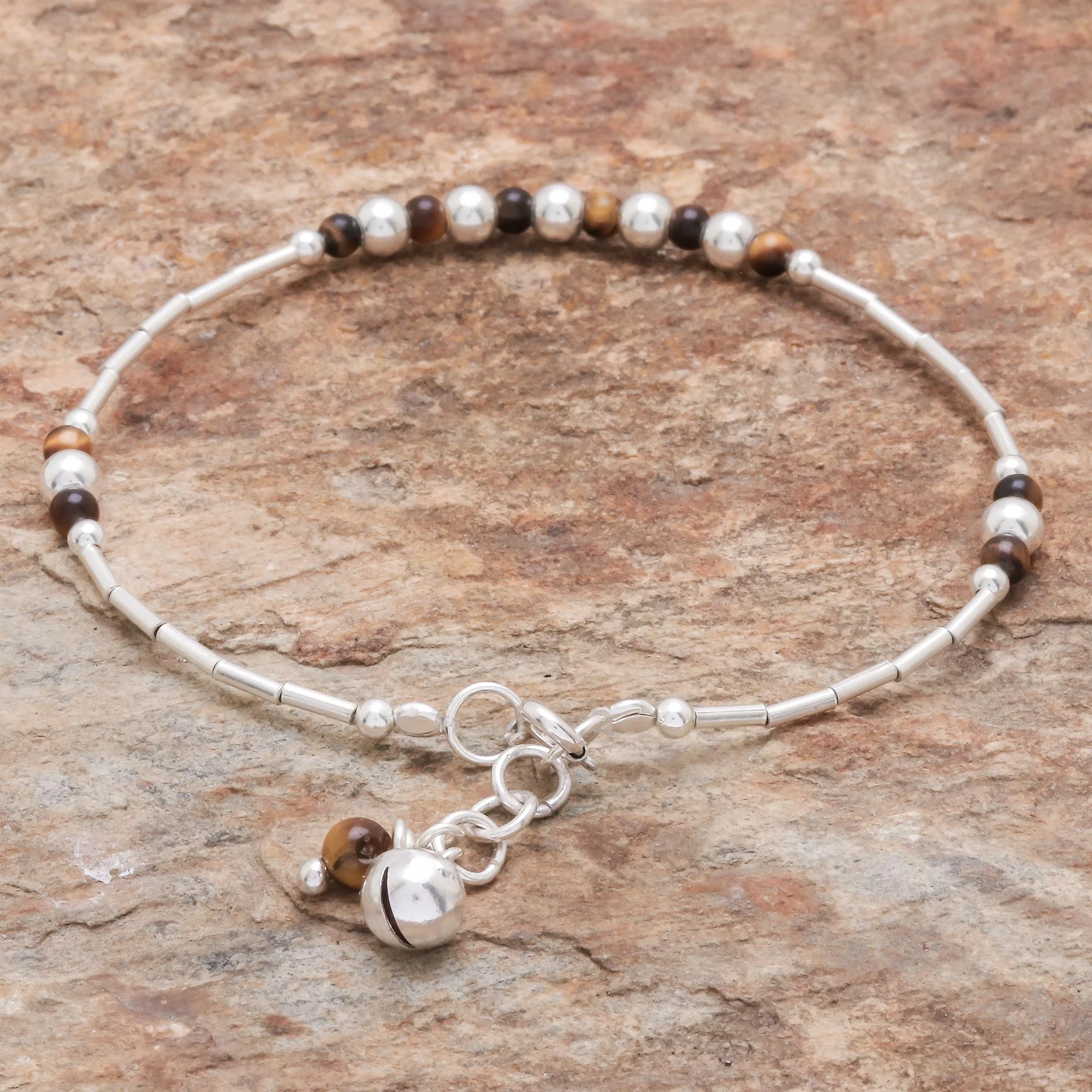 Earth Ring Tiger's Eye Beaded Bracelet from Thailand - Image 4