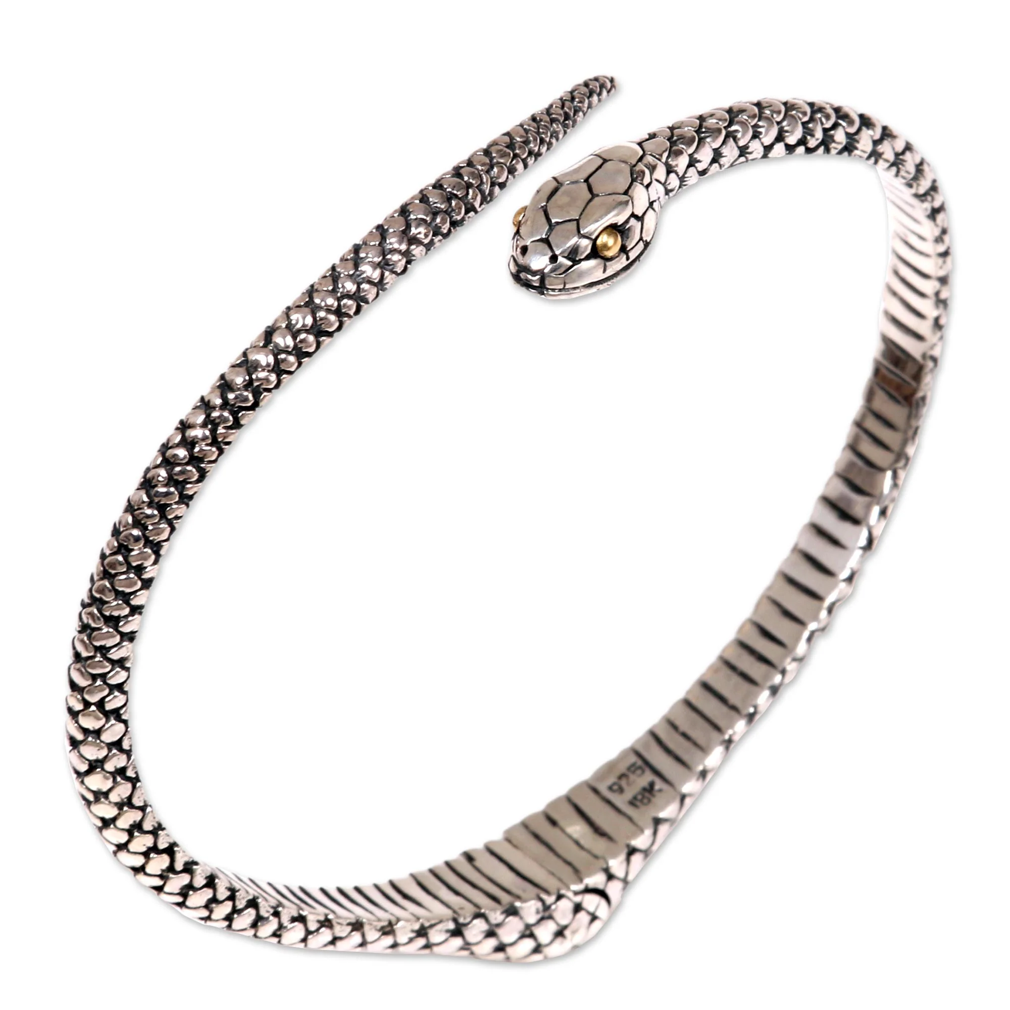 Earth Serpent Silver Cuff Bracelet - Image 2