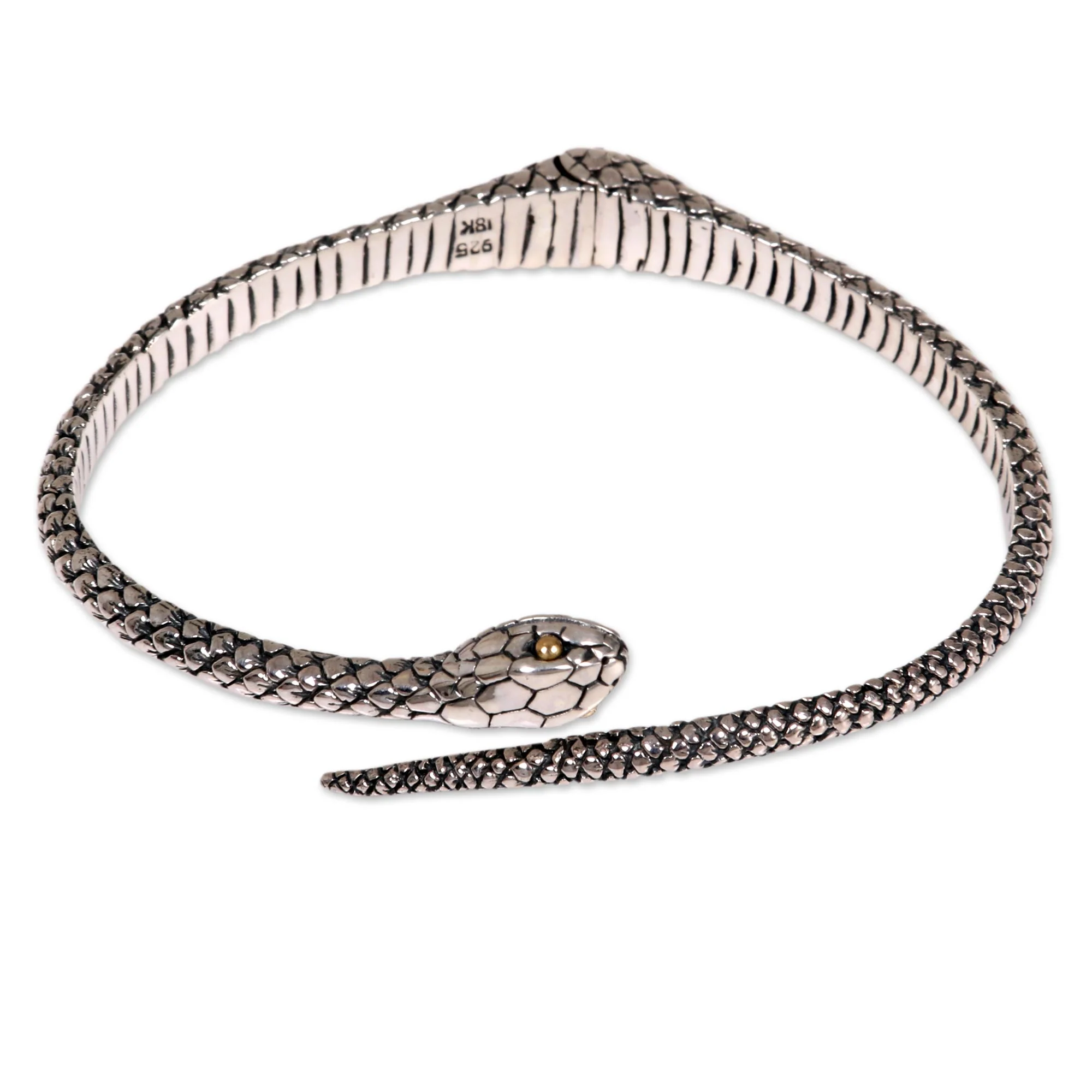 Earth Serpent Silver Cuff Bracelet - Image 4