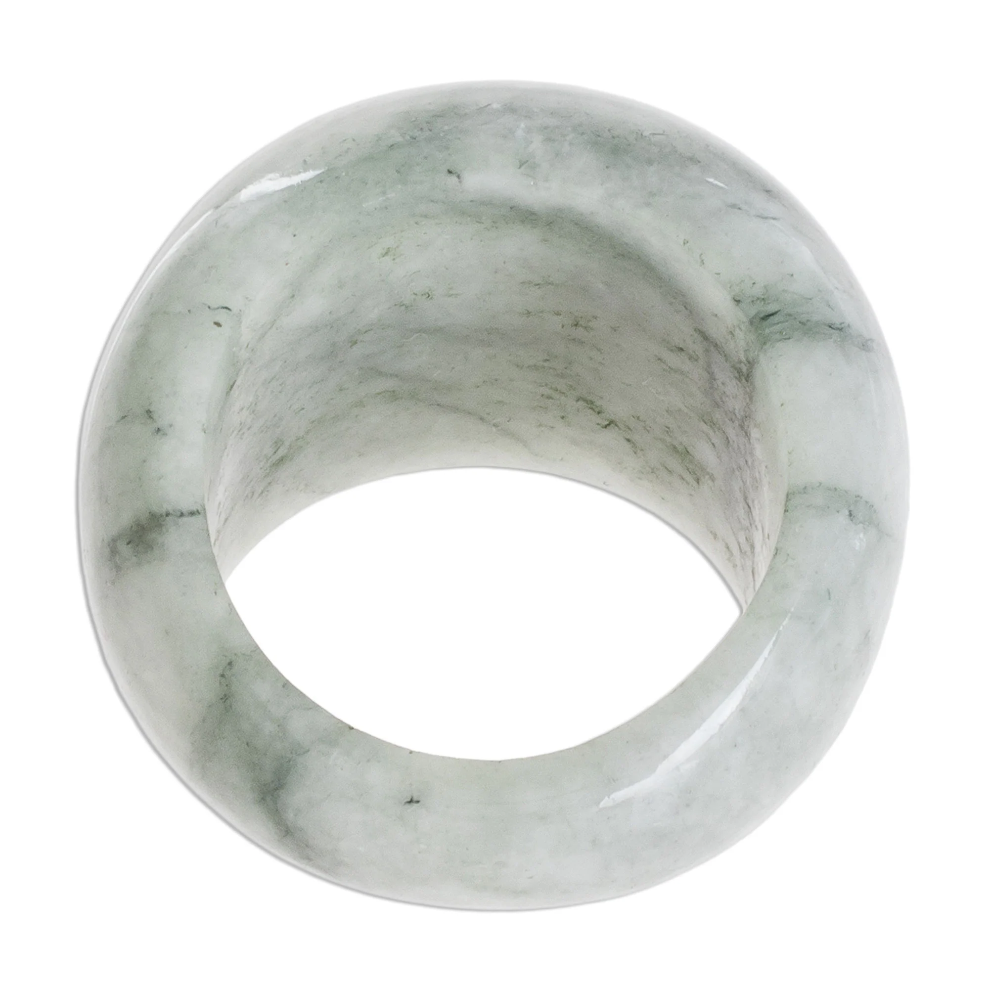 Earthen Wisdom Apple Green Jade Domed Ring from Guatemala - Image 5