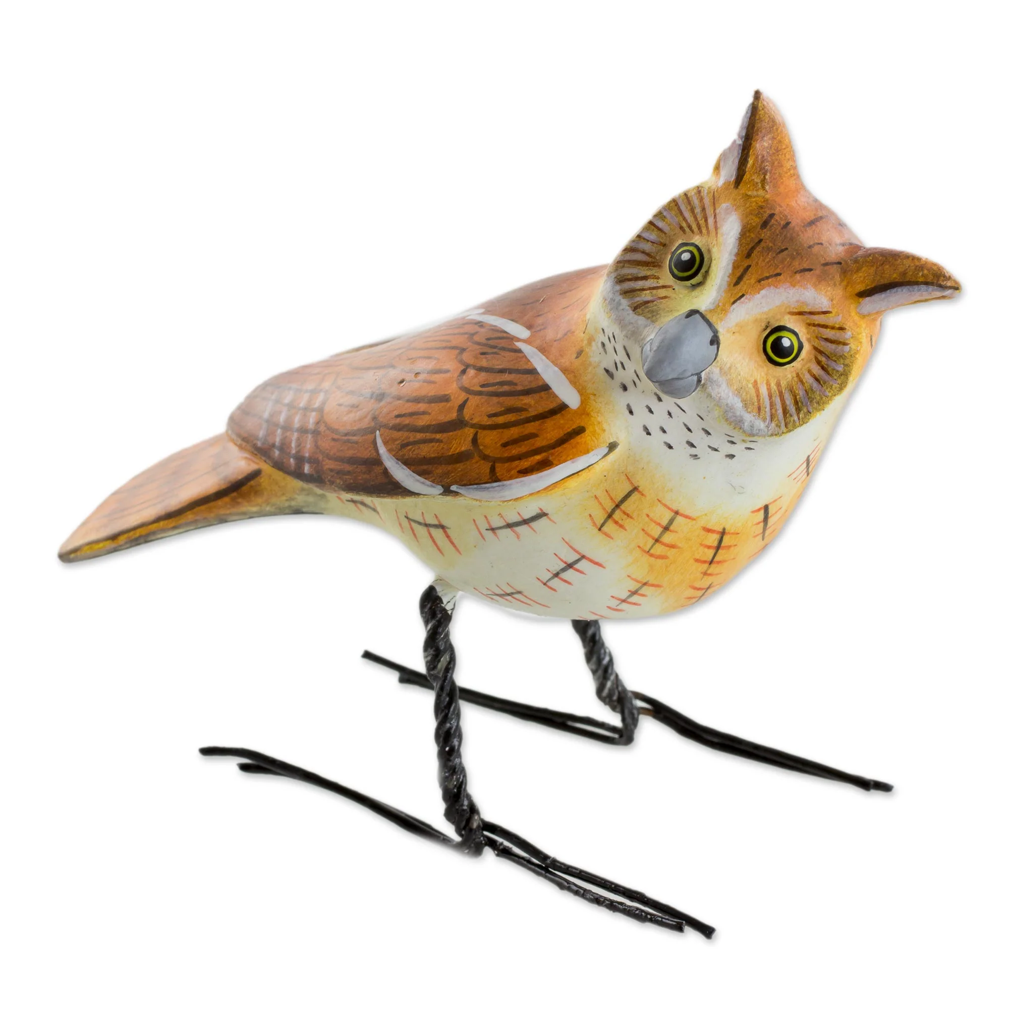 Eastern Screech Owl Hand Sculpted, Painted Ceramic Eastern Screech Owl Figurine - Image 2