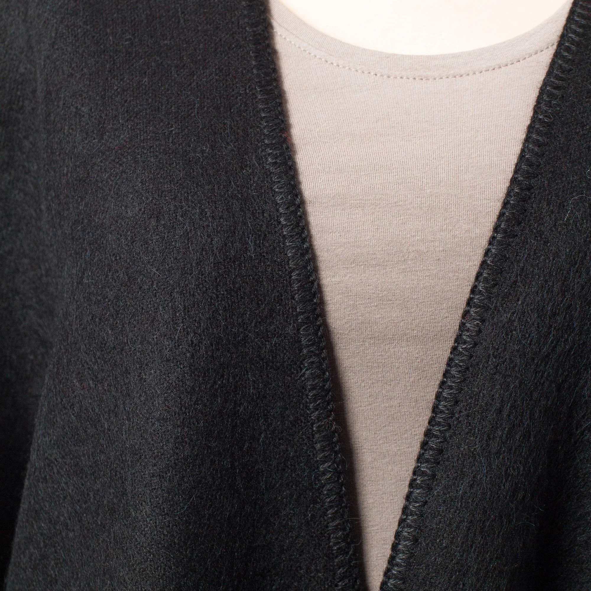Ebony Sky Black Alpaca Blend Ruana Cloak - Image 3