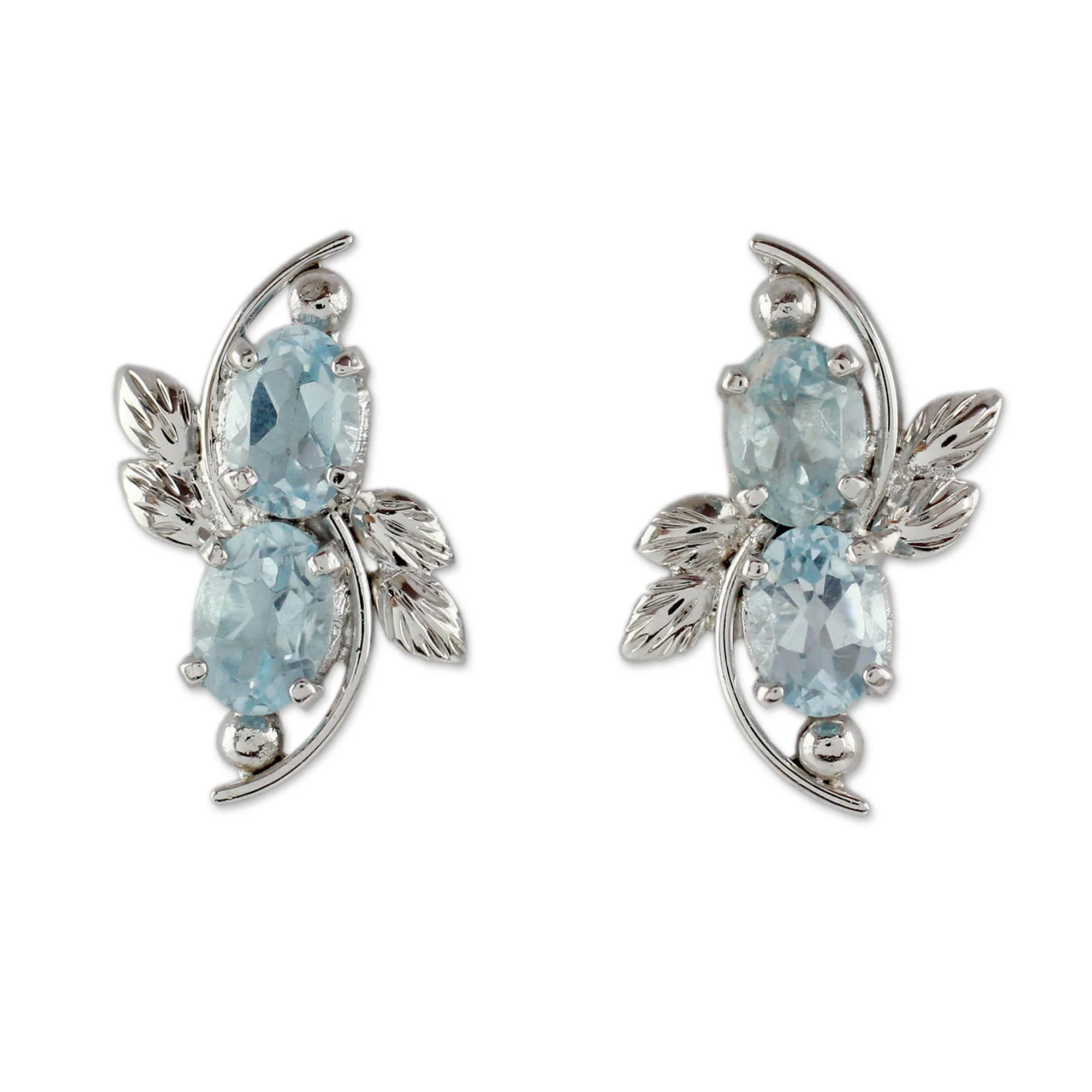 Elegant Azure 4 Carat Blue Topaz Earrings - Image 2