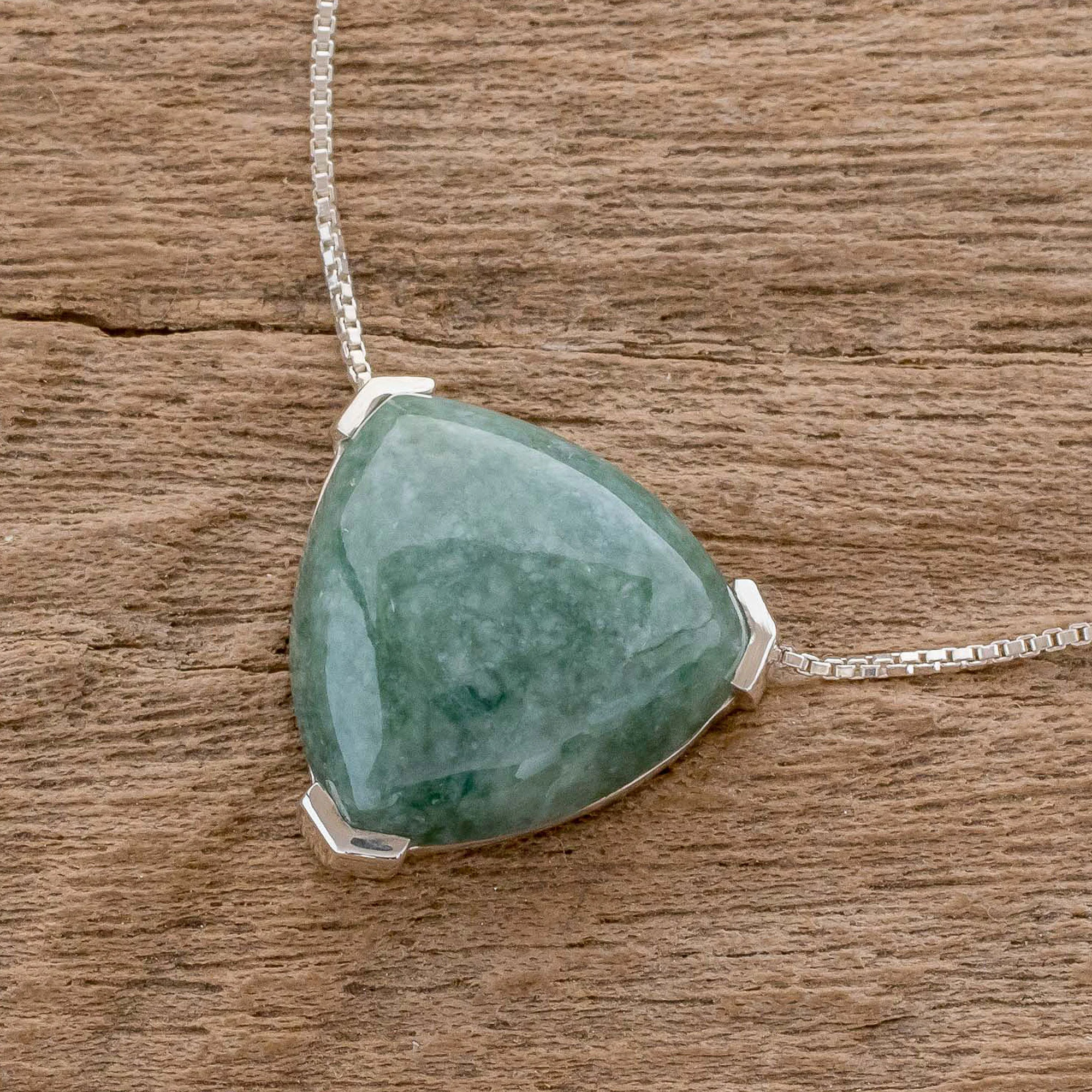 Elegant Balance Triangular Jade Pendant necklace Crafted in Guatemala - Image 3