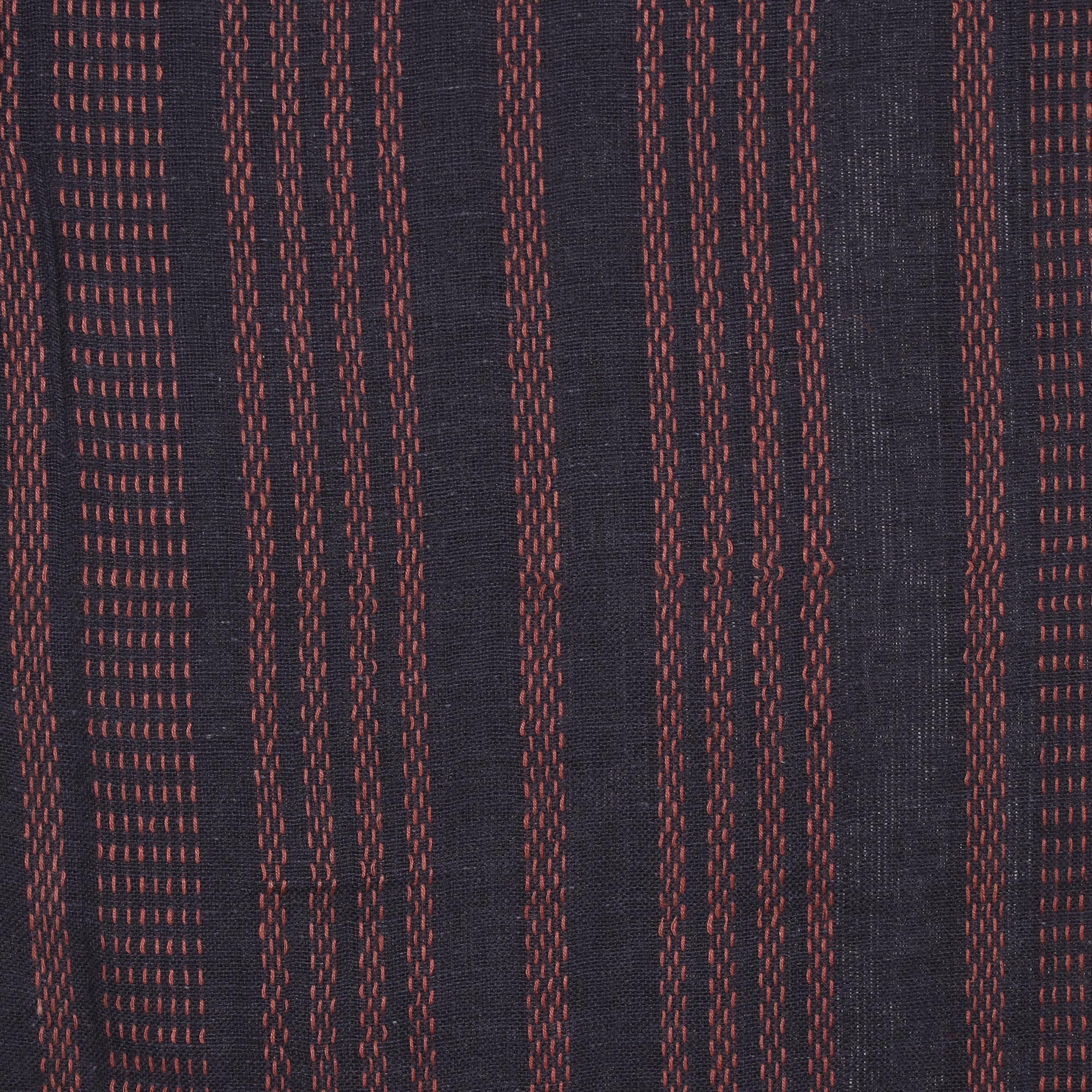 Elegant Combination Navy and Peach Striped Cotton Shawl from India - Image 4
