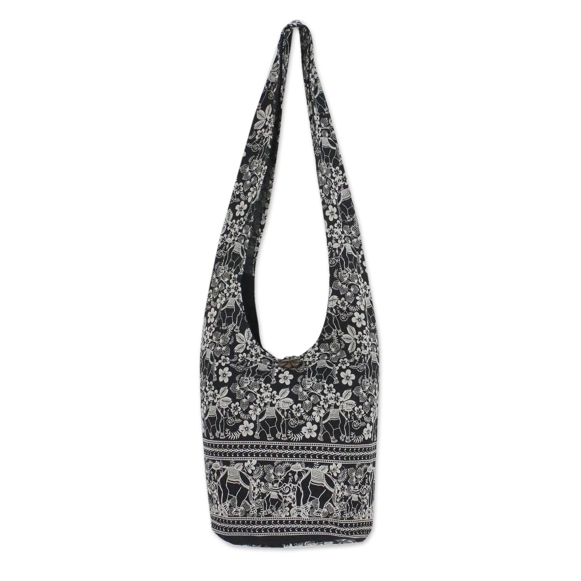 Elegant Elephant Multicolor Cotton Shoulder Bag - Image 2