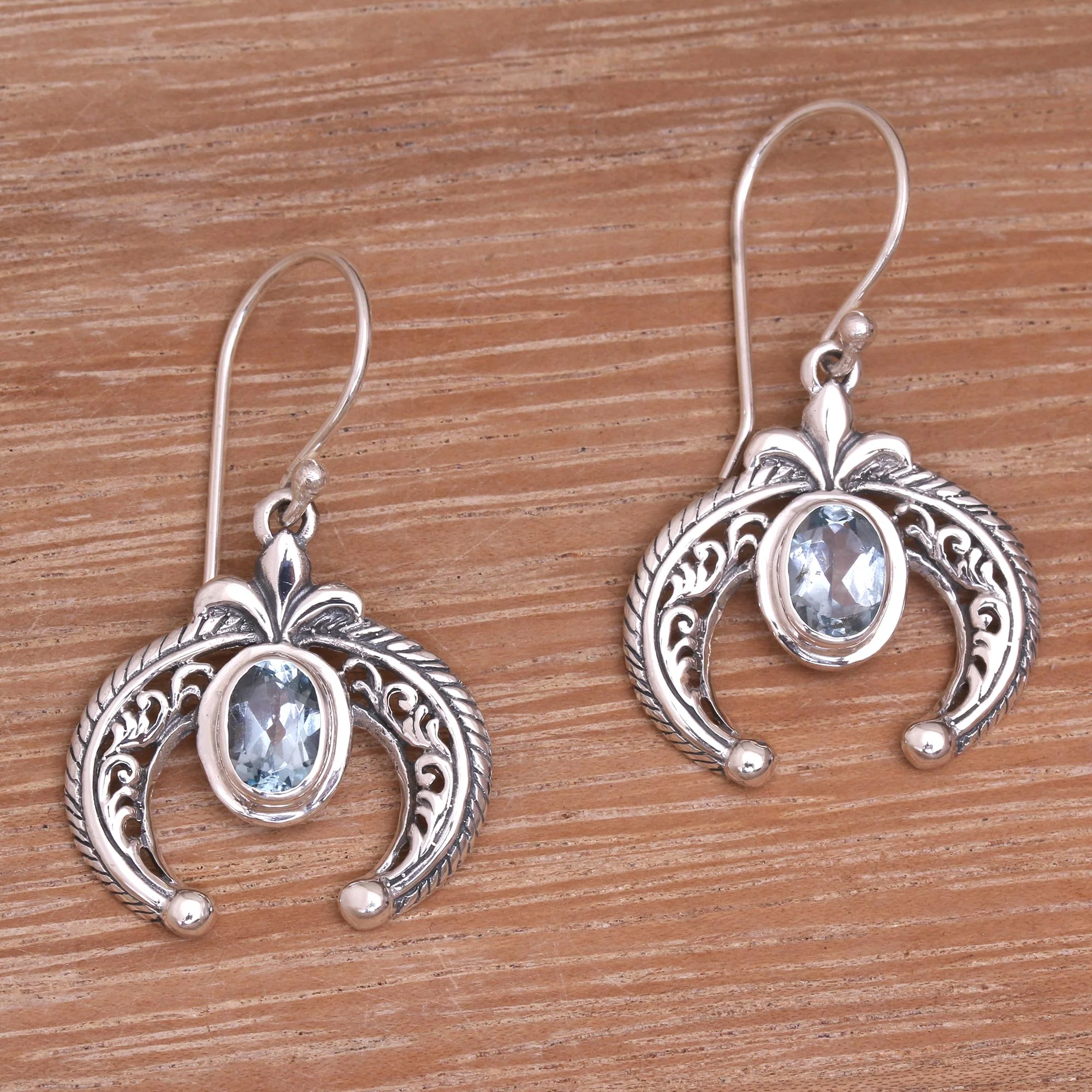 Elegant Talons Indonesian Blue Topaz and Sterling Silver Dangle Earrings - Image 3