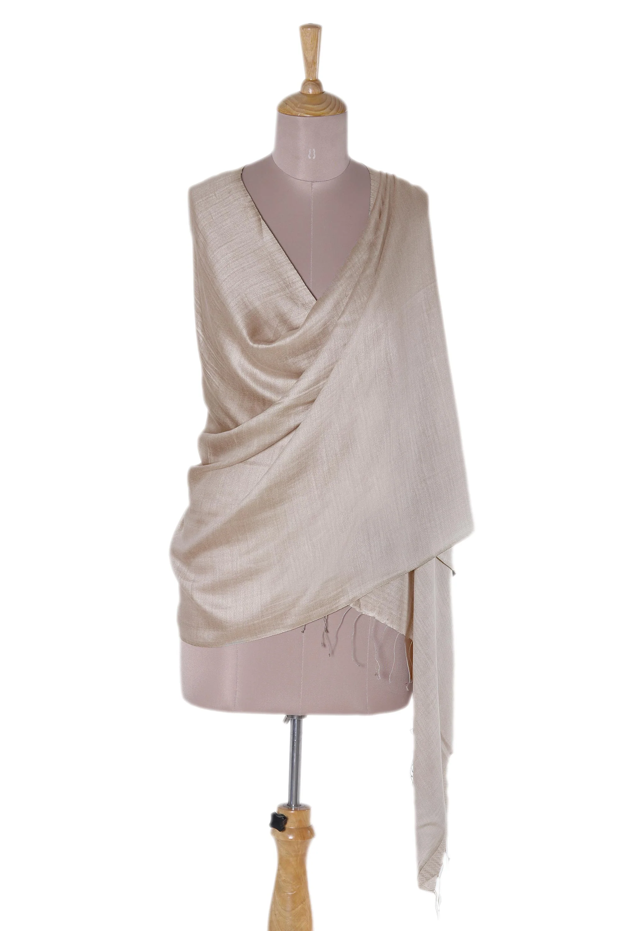 Elegant Taupe Silk shawl - Image 5
