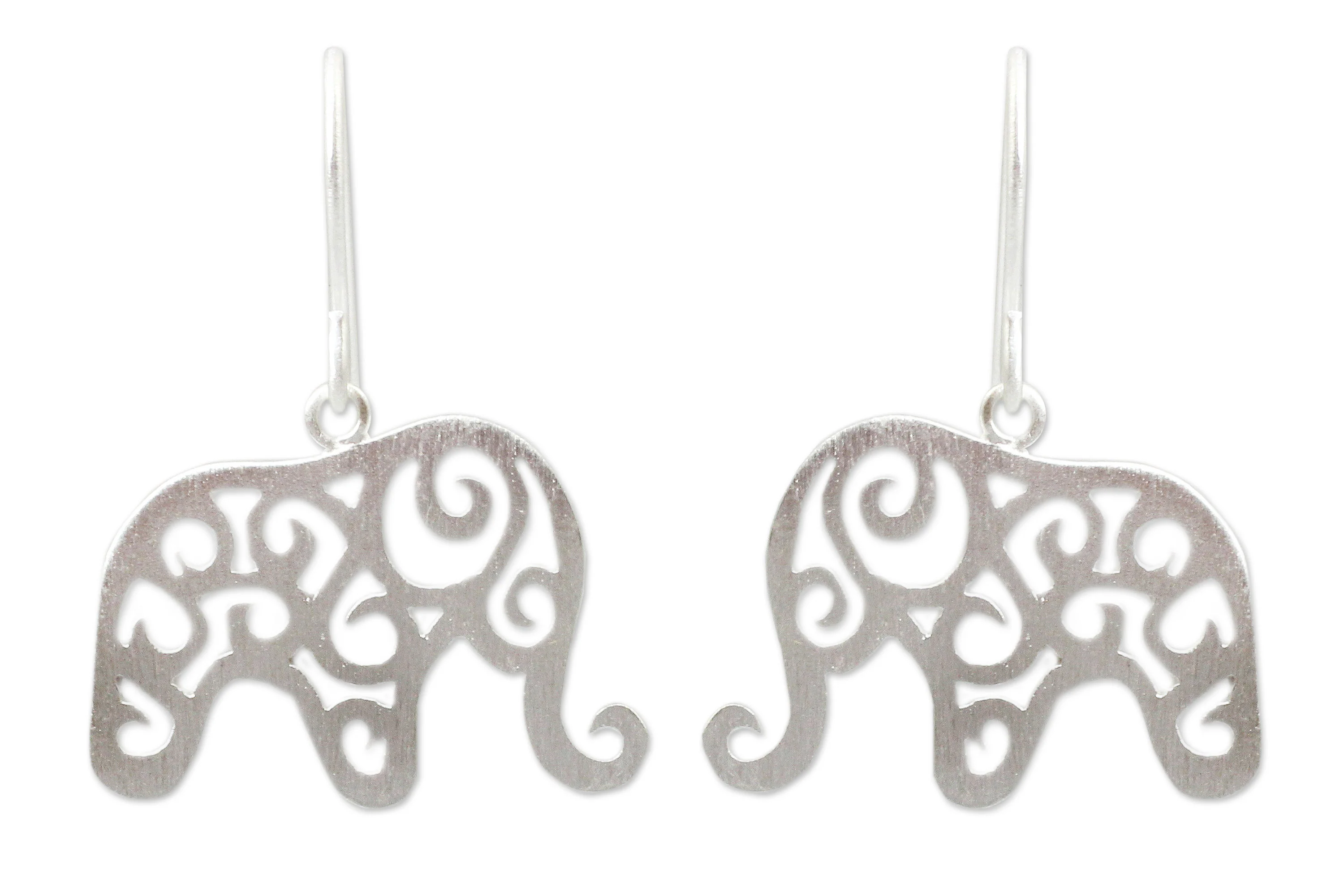 Elephant Arabesque Handcrafted Sterling Silver Thai Elephant Earrings - Image 2