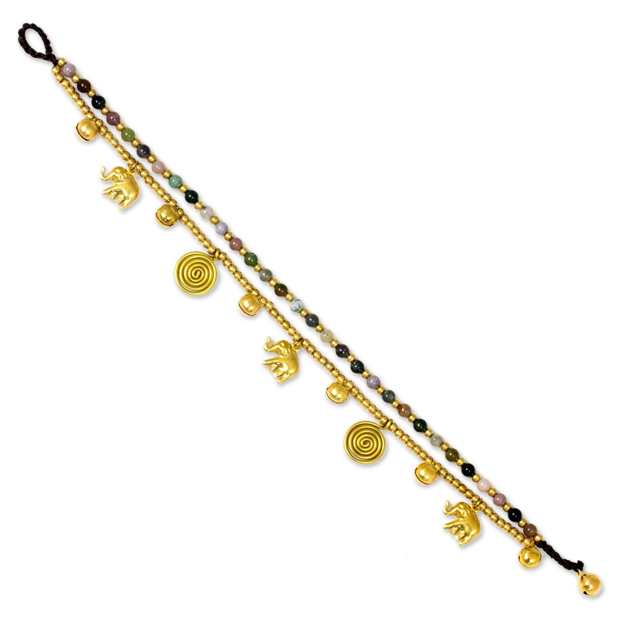 Elephant Bells Brass & Agate Anklet - Image 3