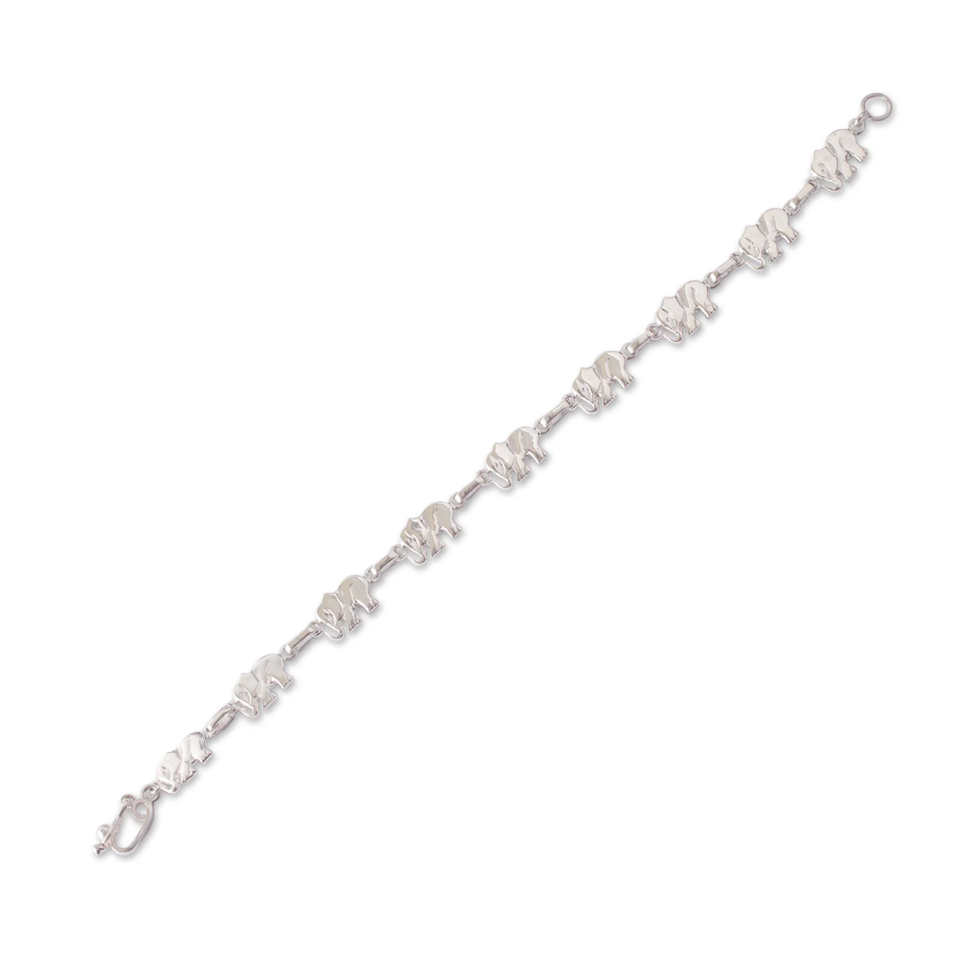 Elephant Dignity Artisan Crafted Sterling Silver Bracelet with Elephant Links - Image 3