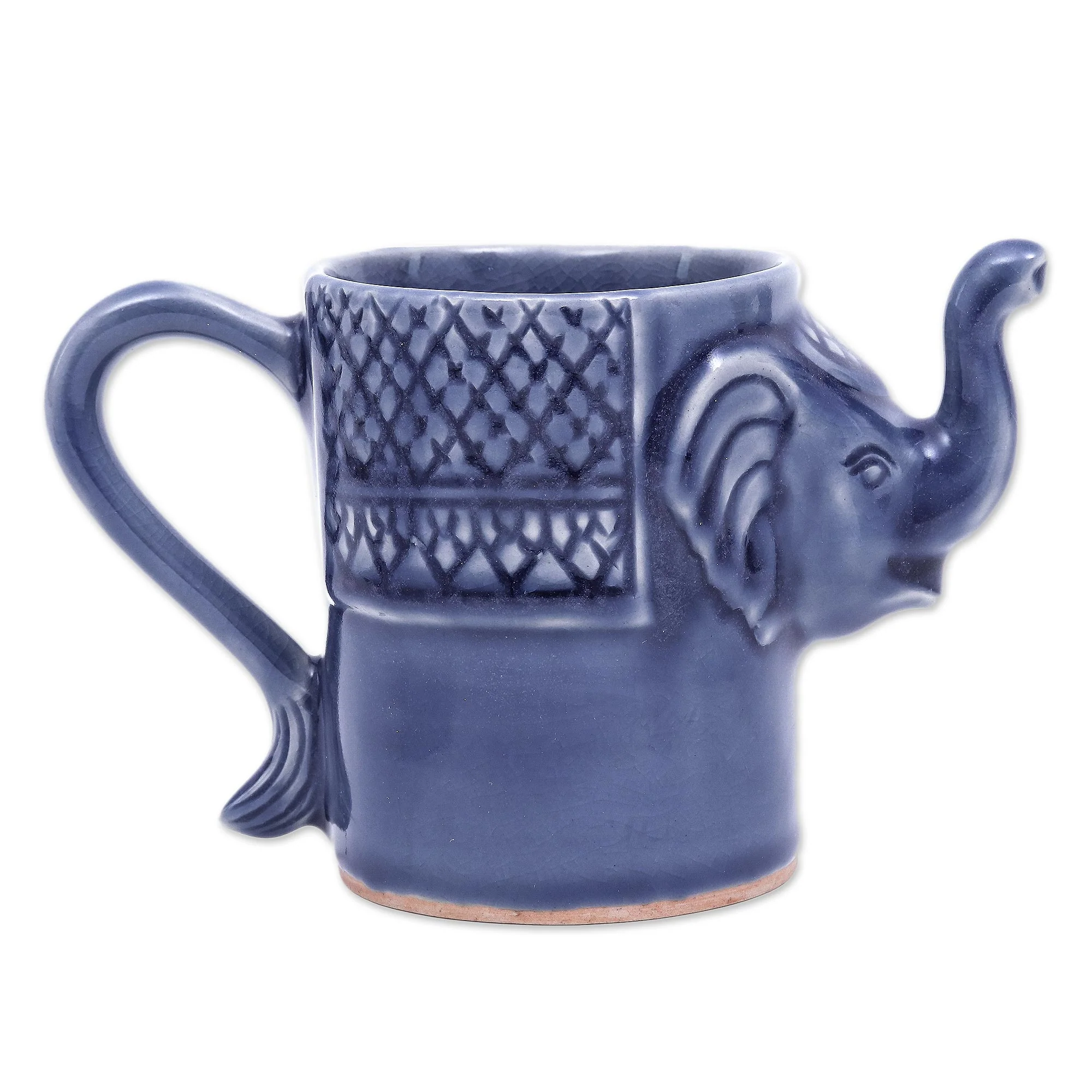 Elephant Essence in Indigo Blue Celadon Ceramic Elephant Mug - Image 5