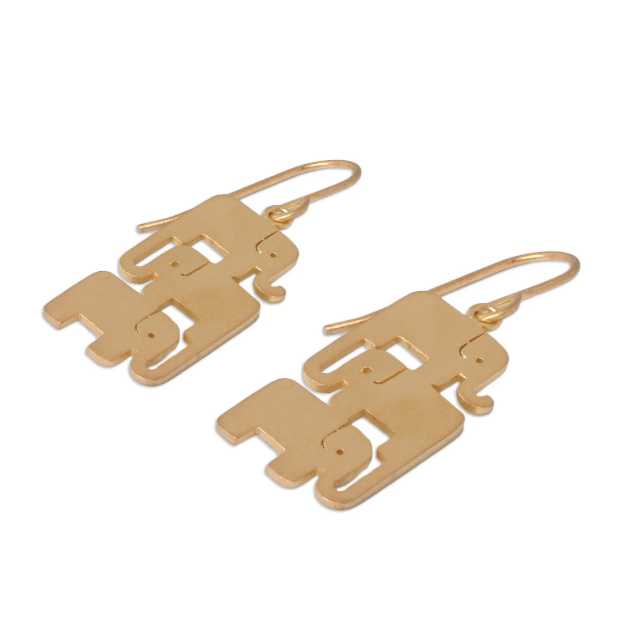 Elephant Stack Gold Vermeil Dangle Earrings - Image 3