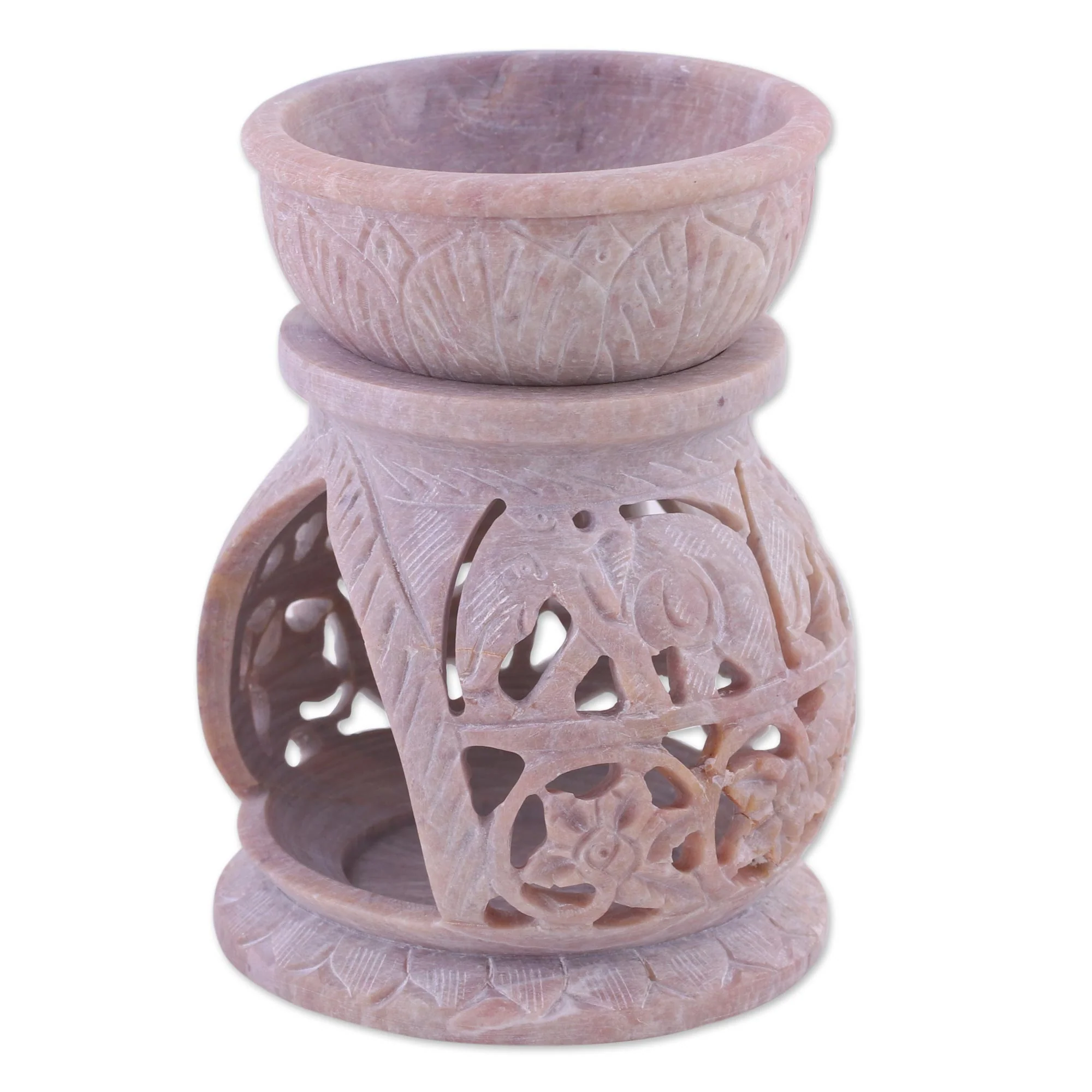 Elephant Stroll Handcrafted Elephant Soapstone Oil Warmer from India - Image 5