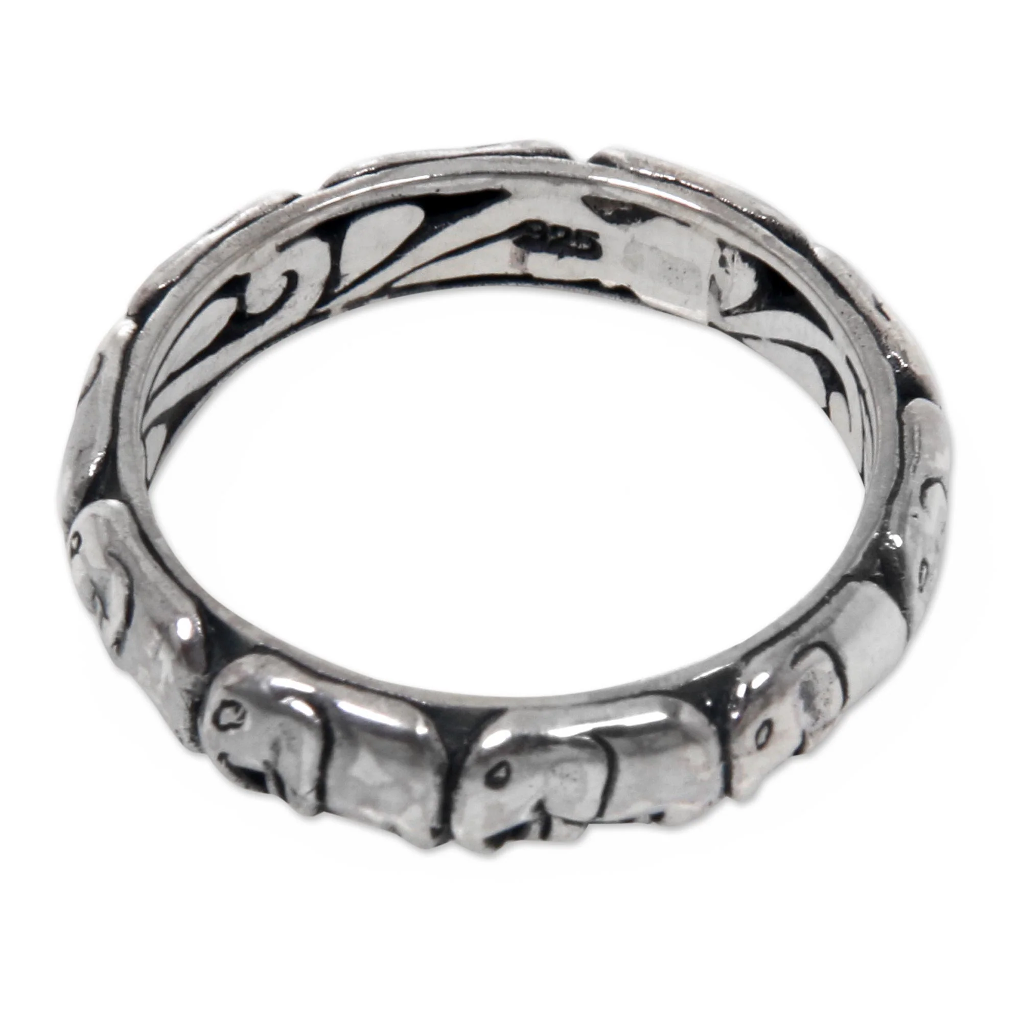 Elephant Trek Elephant Themed Band Ring Crafted from Sterling Silver - Image 2