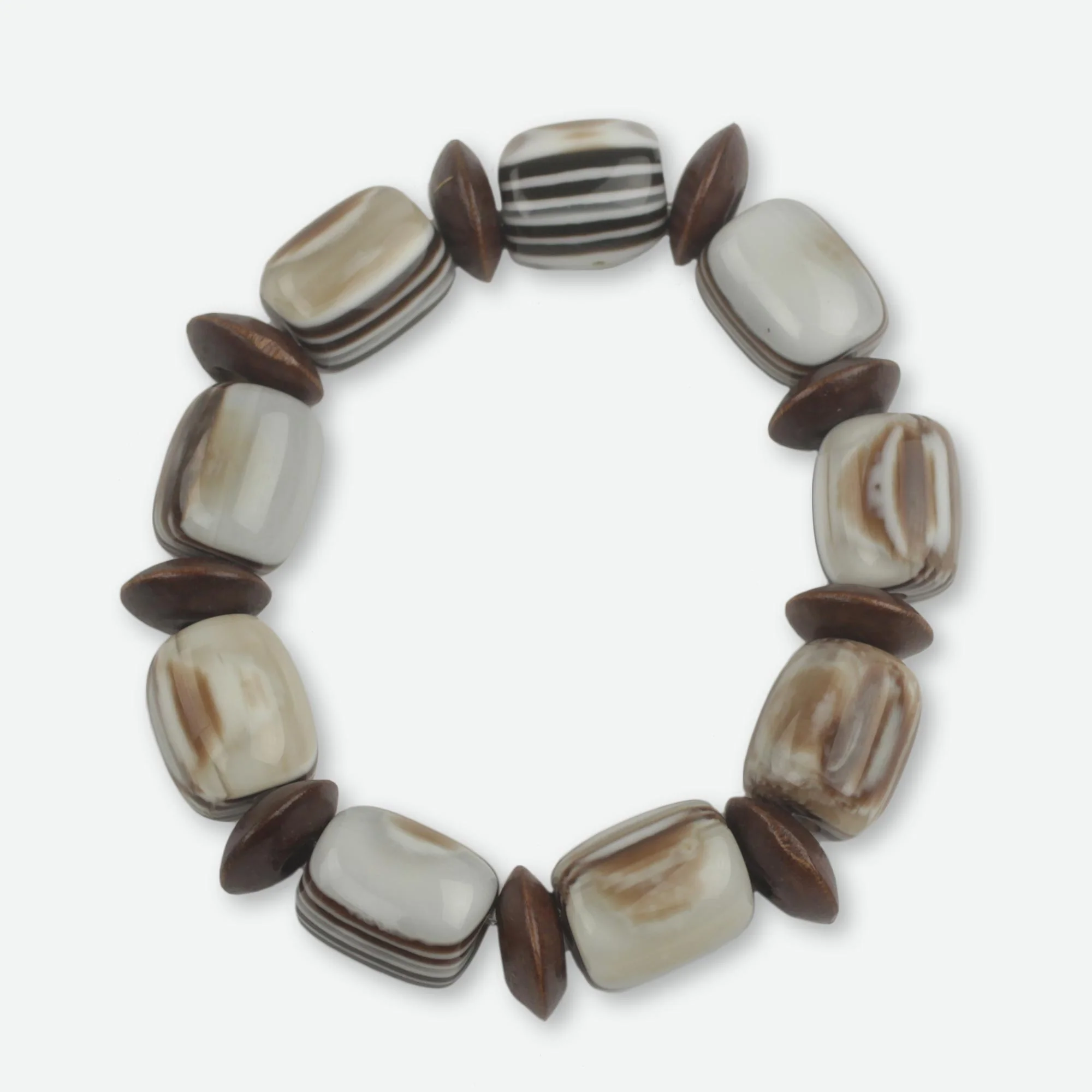Elikplim African Fair Trade Jewelry Recycled and Wood Bracelet - Image 2