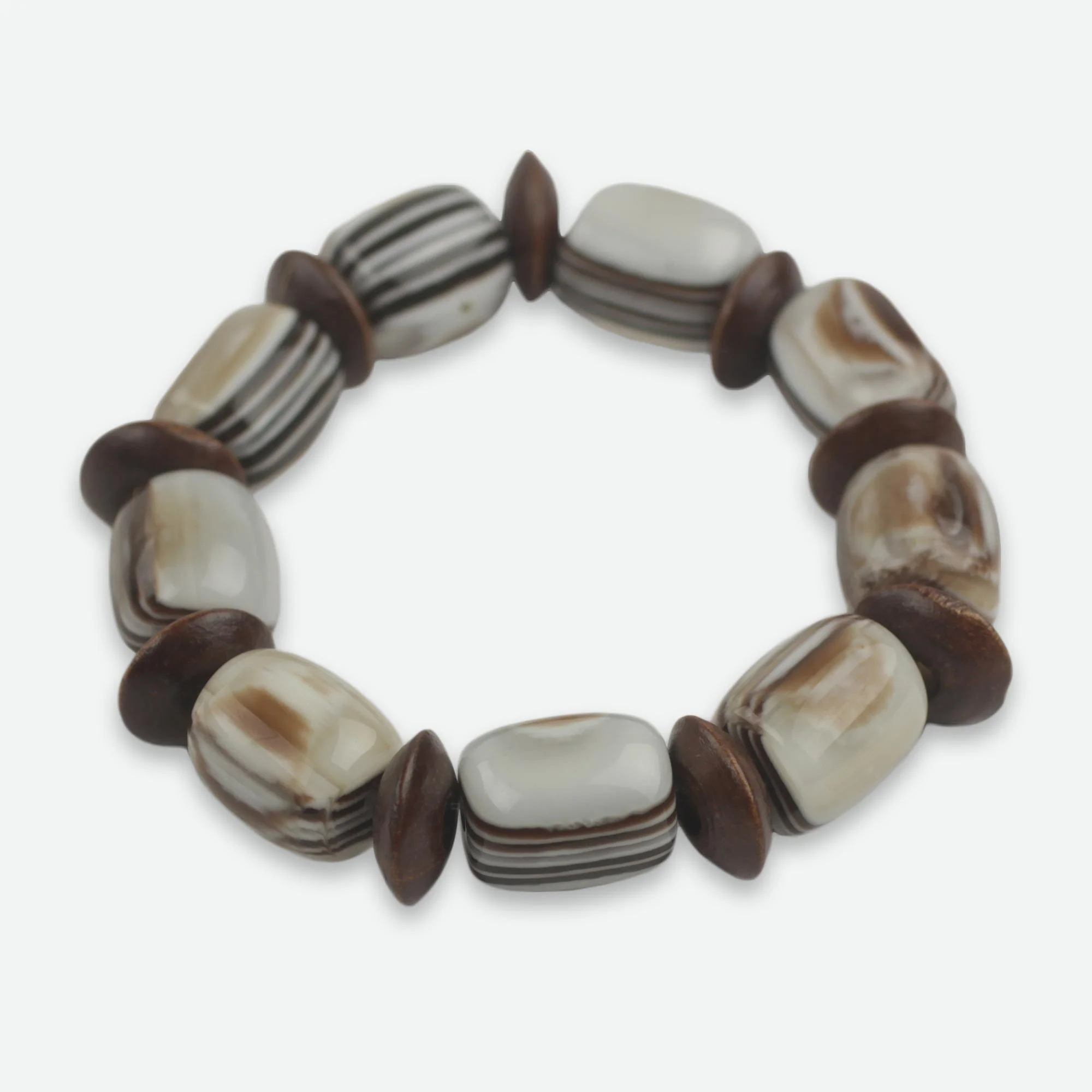 Elikplim African Fair Trade Jewelry Recycled and Wood Bracelet - Image 3