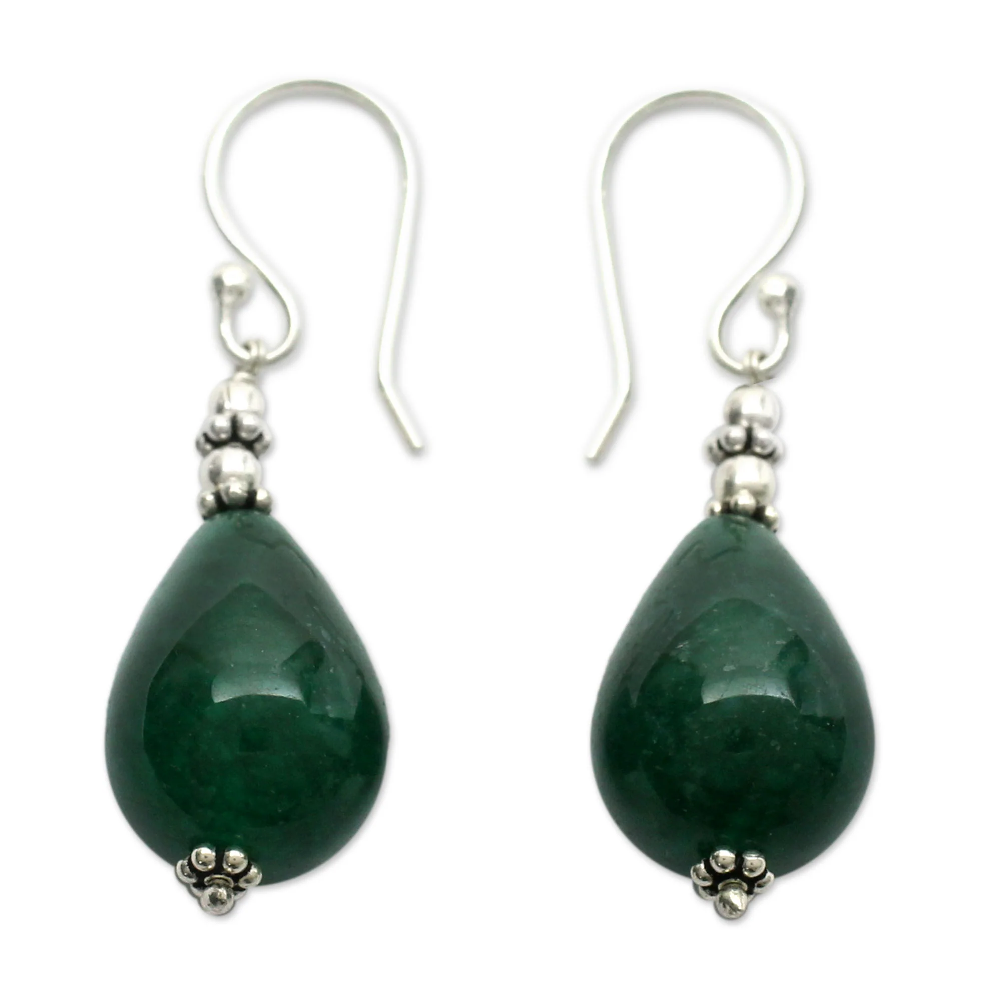 Emerald Dewdrop Sterling Silver Earrings - Image 2