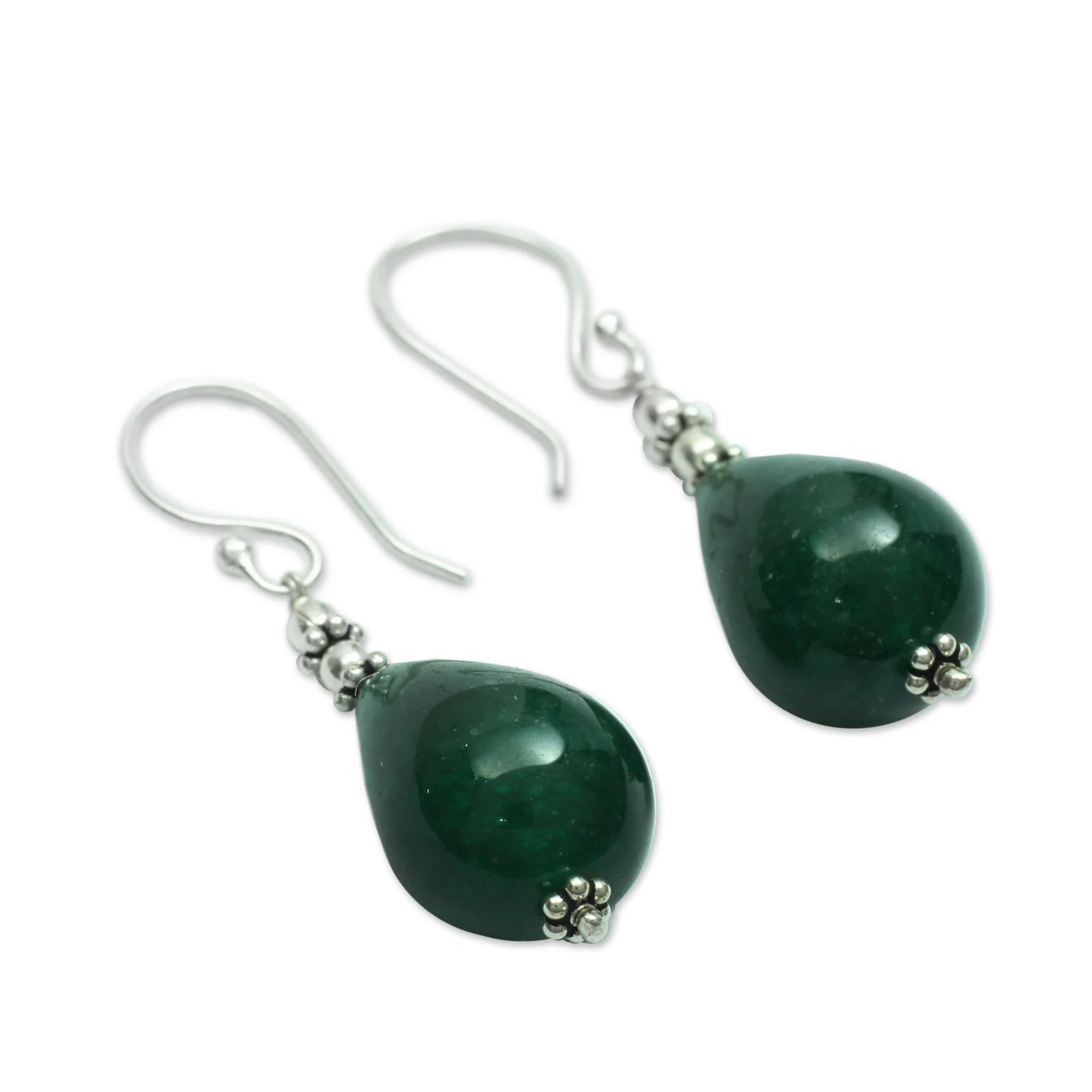 Emerald Dewdrop Sterling Silver Earrings - Image 3