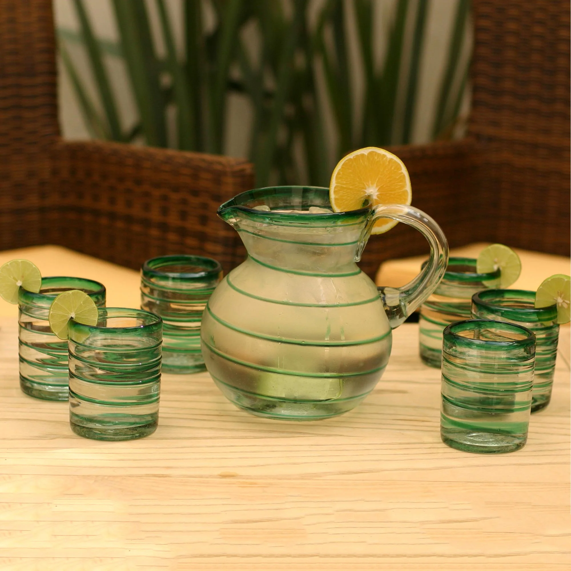 Emerald Spiral Recycled Glass Green Drinking Glasses - Image 2