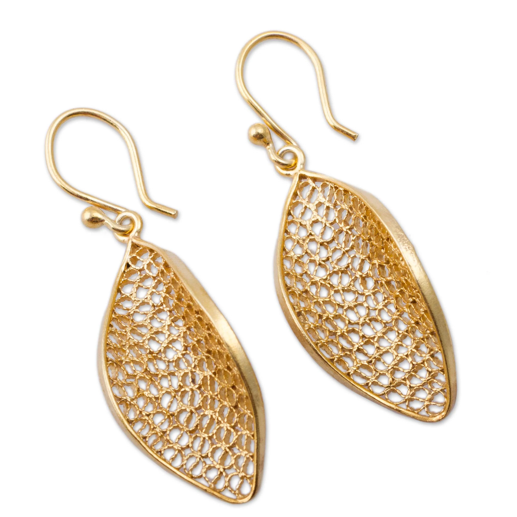 Emerging Gold-Plated Silver Filigree Dangle Earrings - Image 5