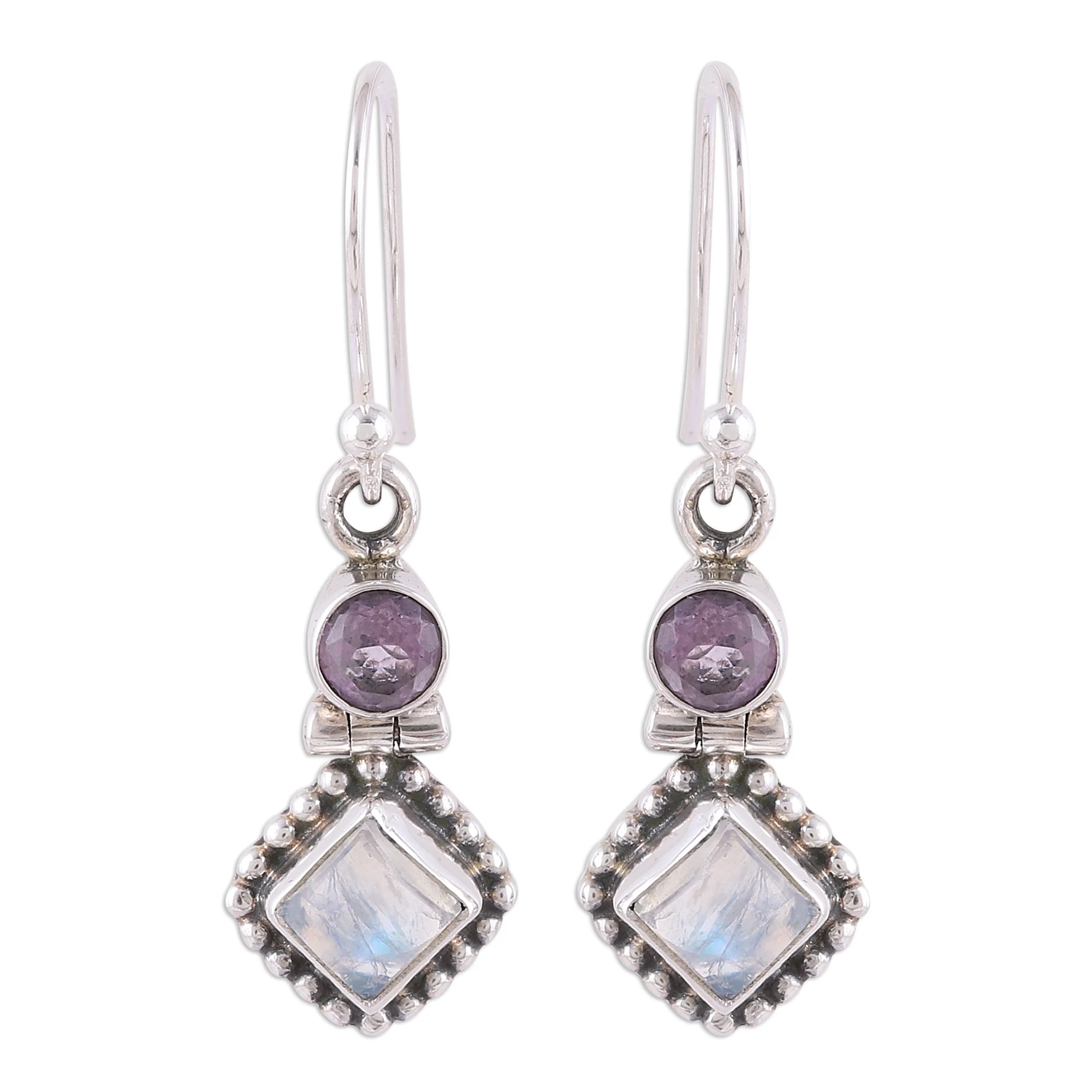 Enchanting Duo Handmade Multi-Gemstone Sterling Silver Dangle Earrings - Image 2