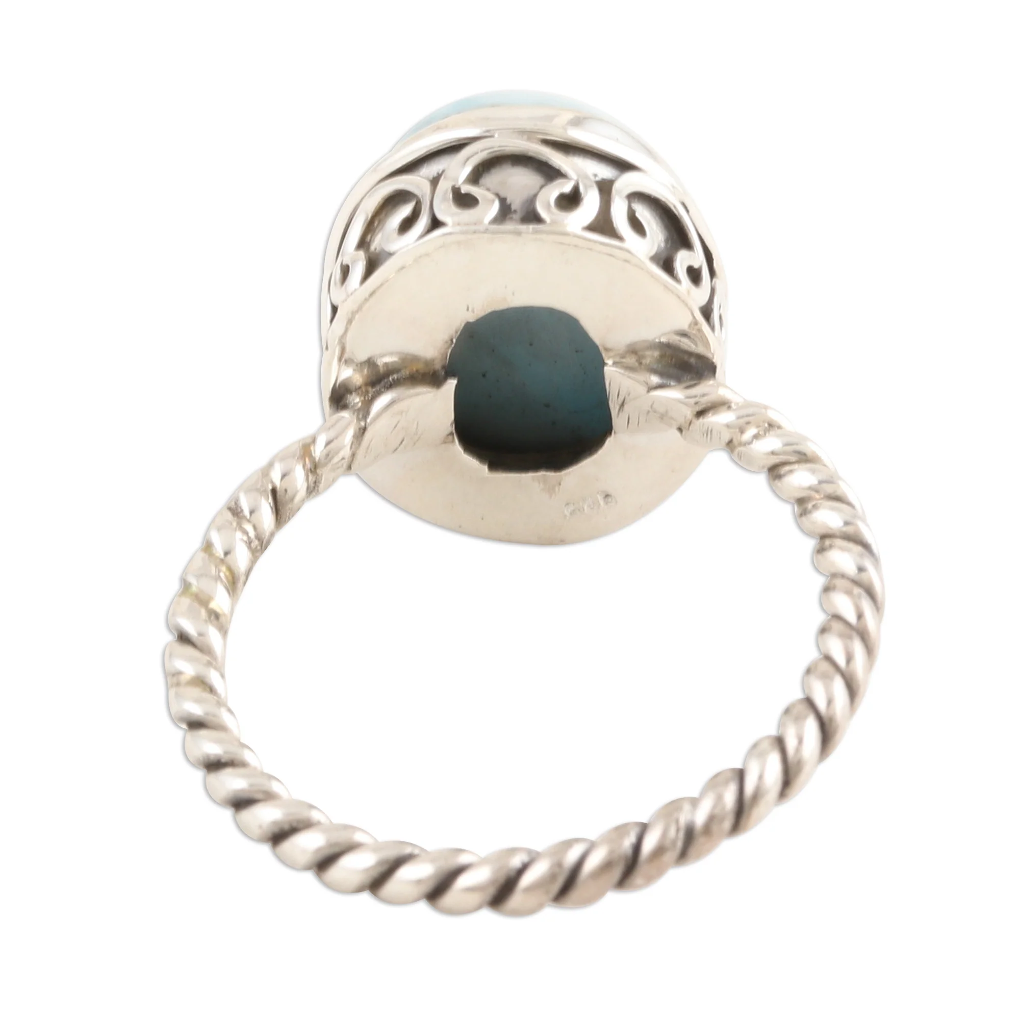 Endless Summer Sky Oval Larimar Cabochon Sterling Silver Ring - Image 5
