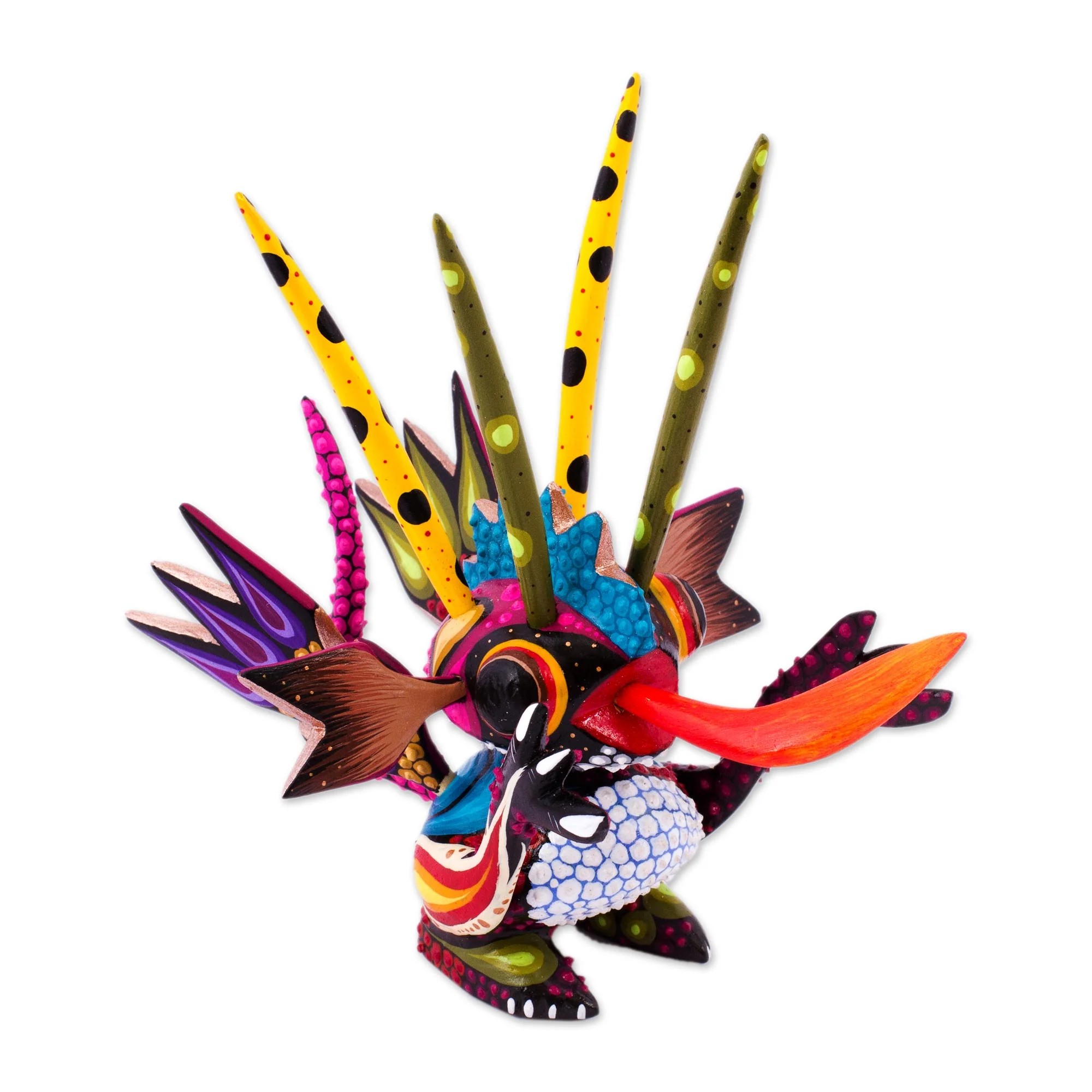 Energetic Martian Wood Alebrije Sculpture of a Colorful Alien from Mexico - Image 2