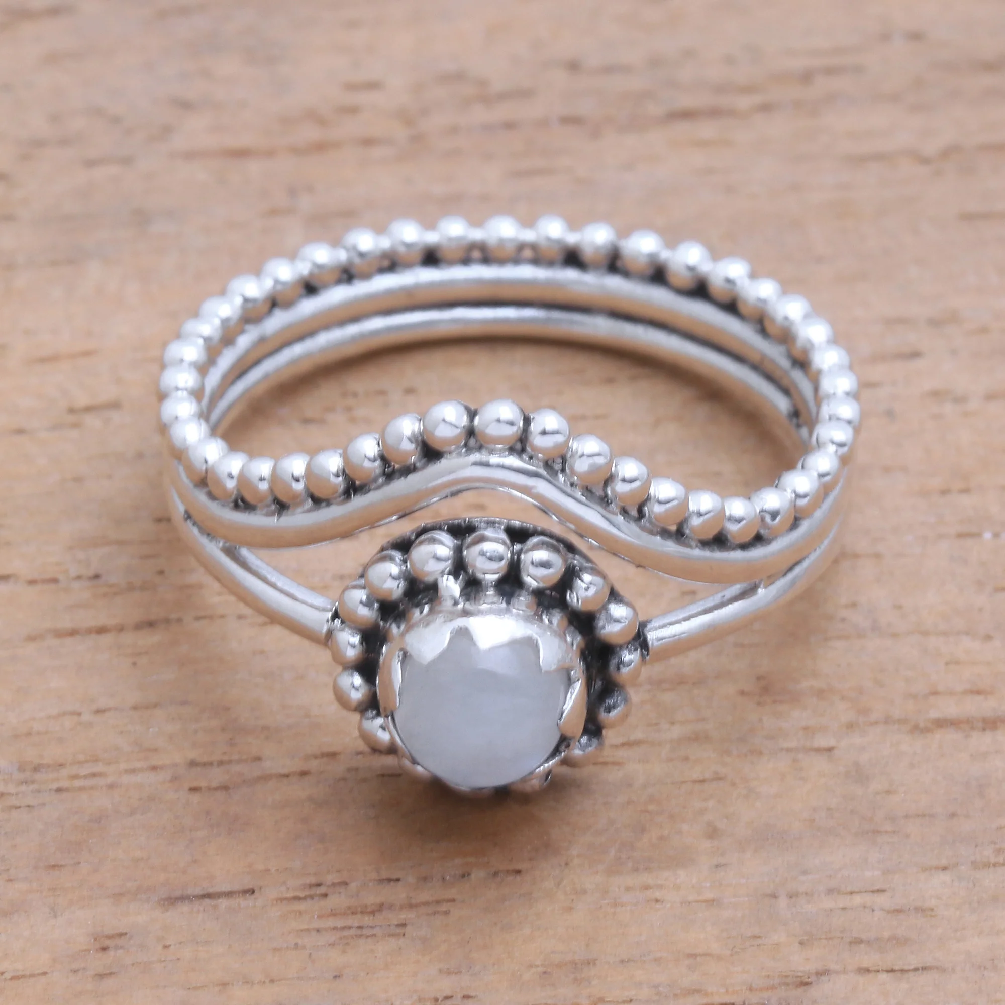 Enshrined Rainbow Moonstone Ring - Image 3