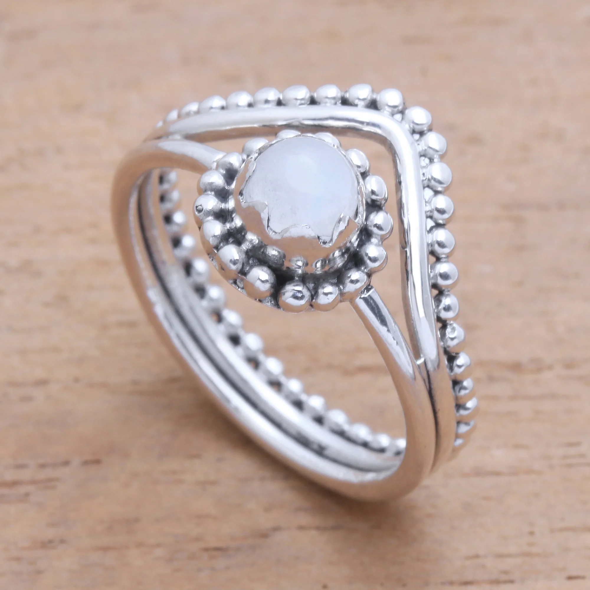 Enshrined Rainbow Moonstone Ring - Image 4