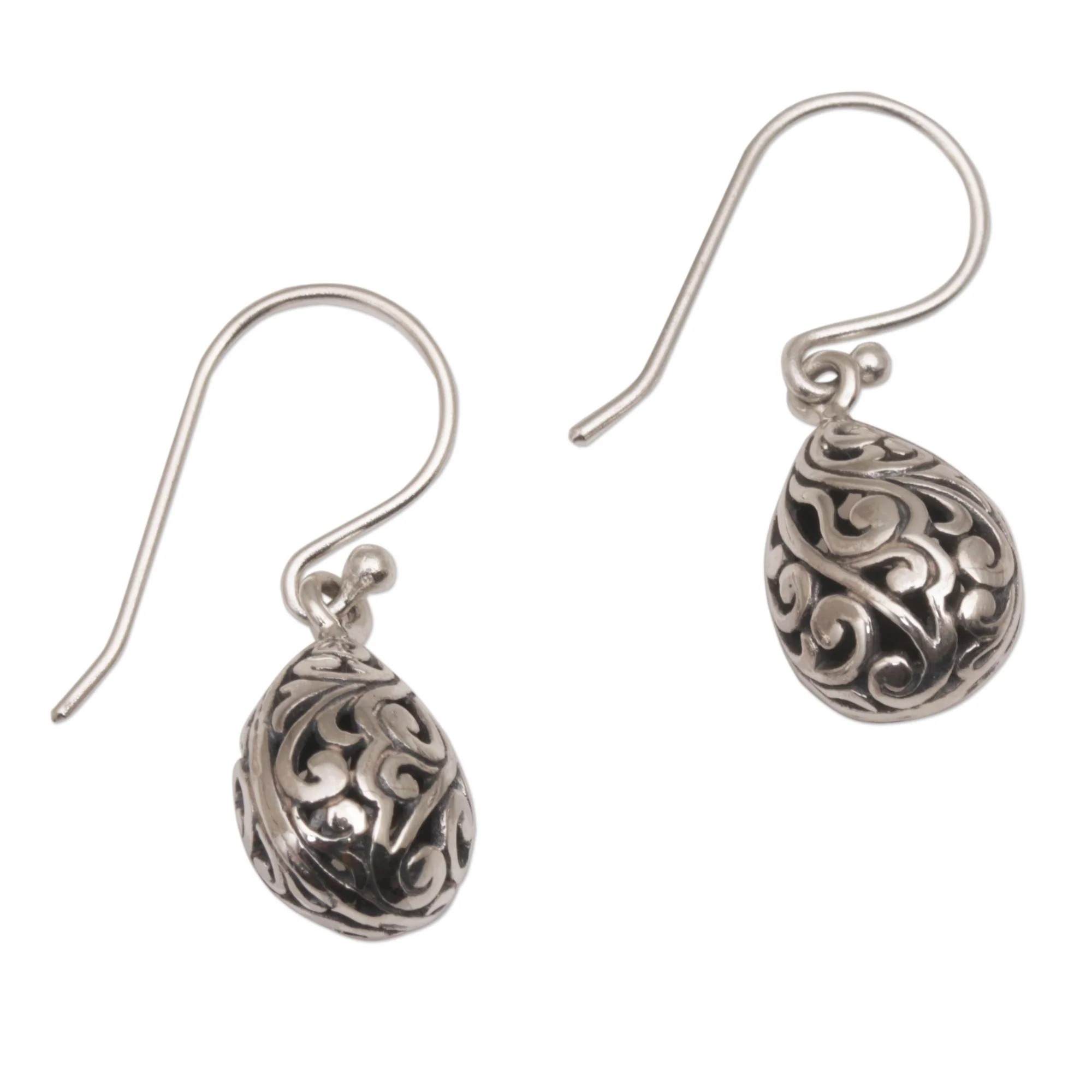 Envelop Eternity Hand Crafted Balinese Sterling Silver Dangle Earrings - Image 2
