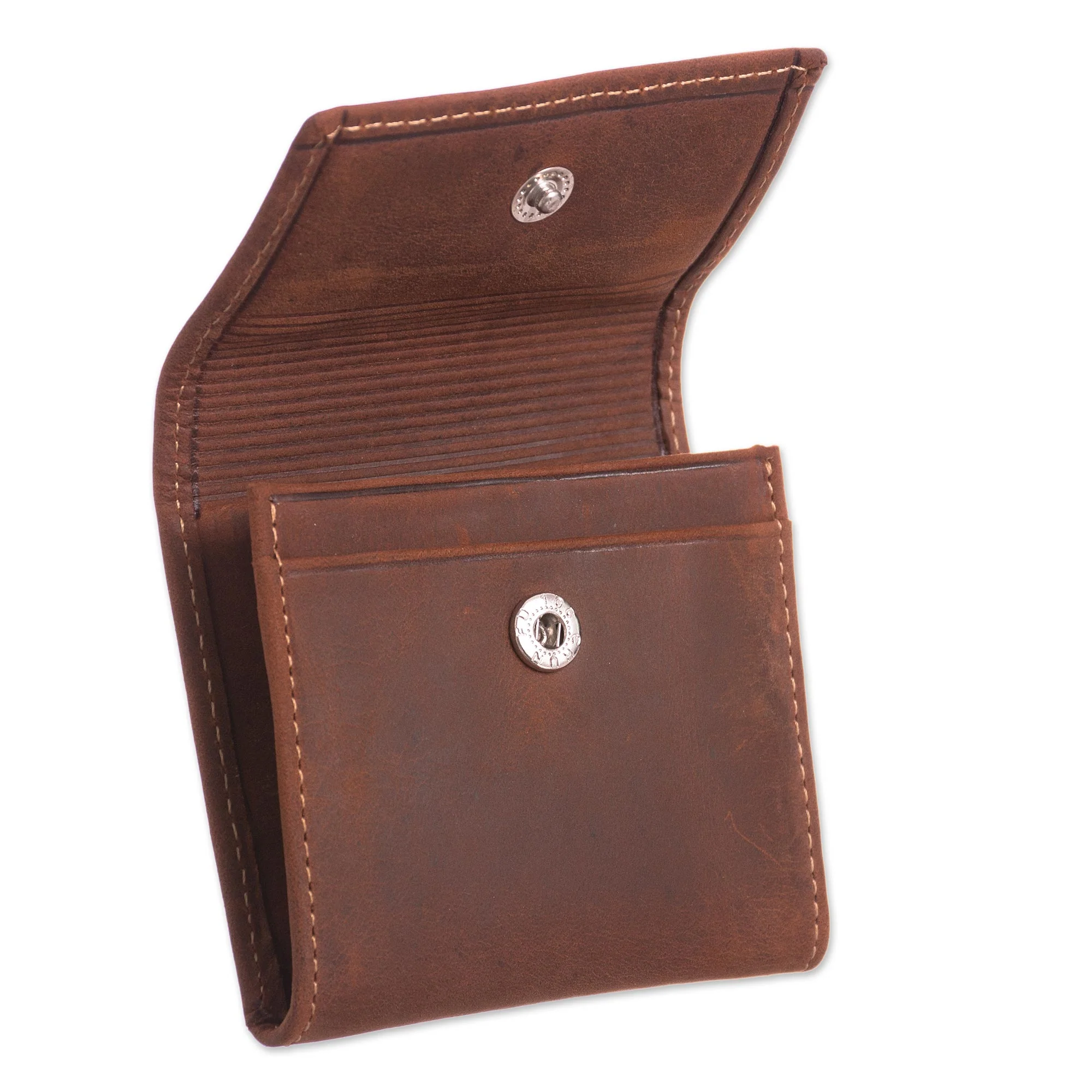 Esquire in Dark Brown Men's Two Compartment Dark Brown Leather Coin Wallet - Image 4
