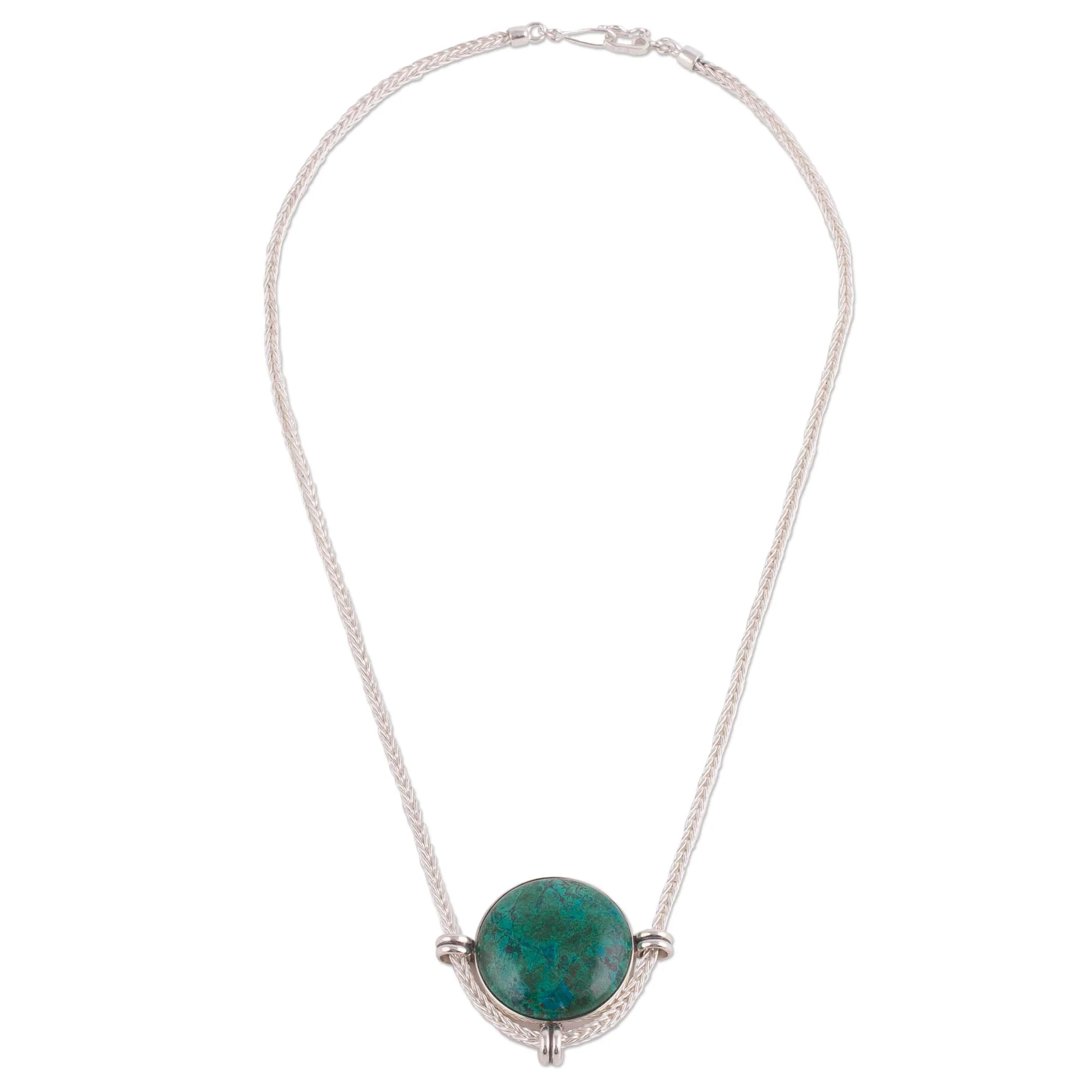 Essence of Time Andean Chrysocolla and Sterling Silver Pendant Necklace - Image 2