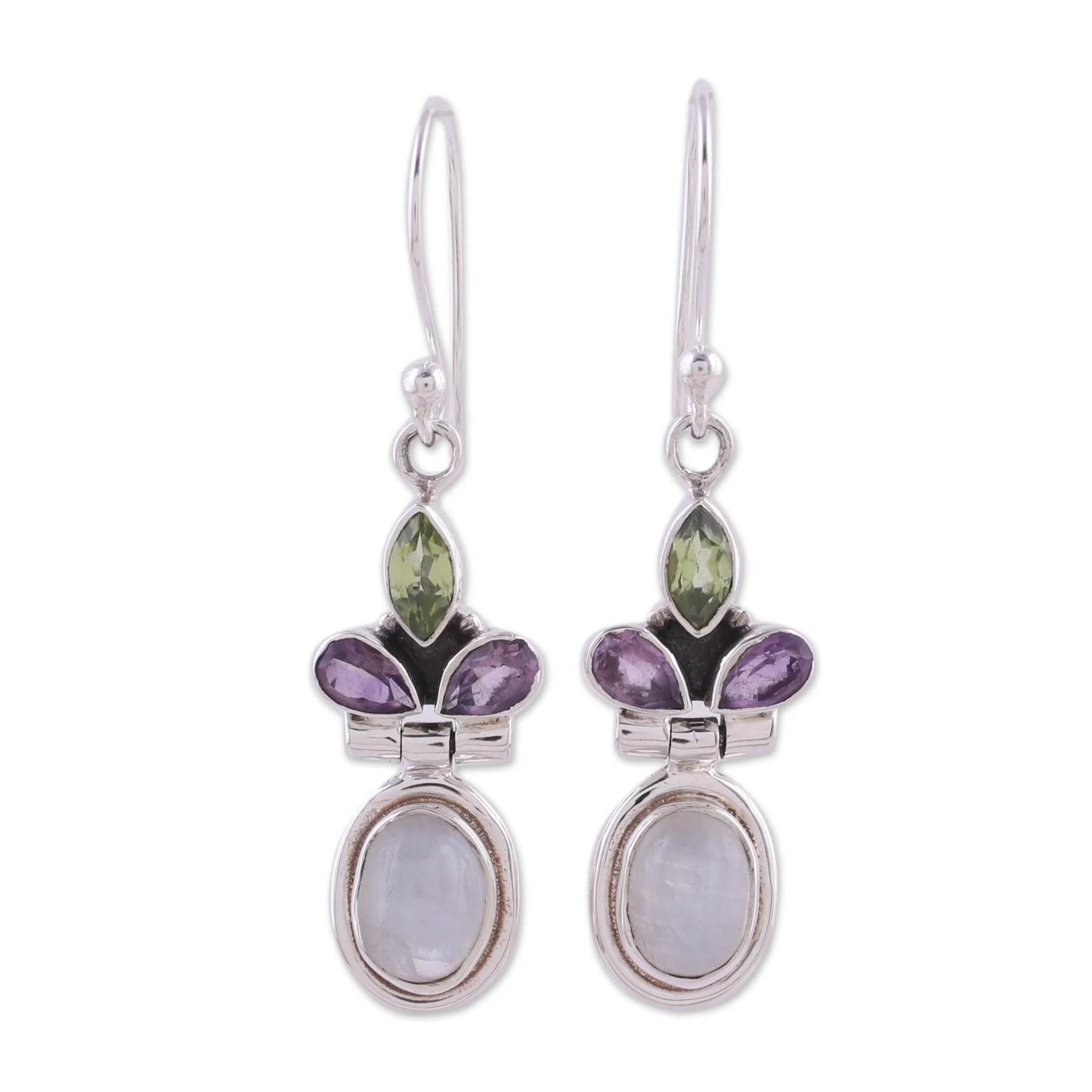 Eternal Charisma Multi-Gem Silver Dangle Earrings - Image 2