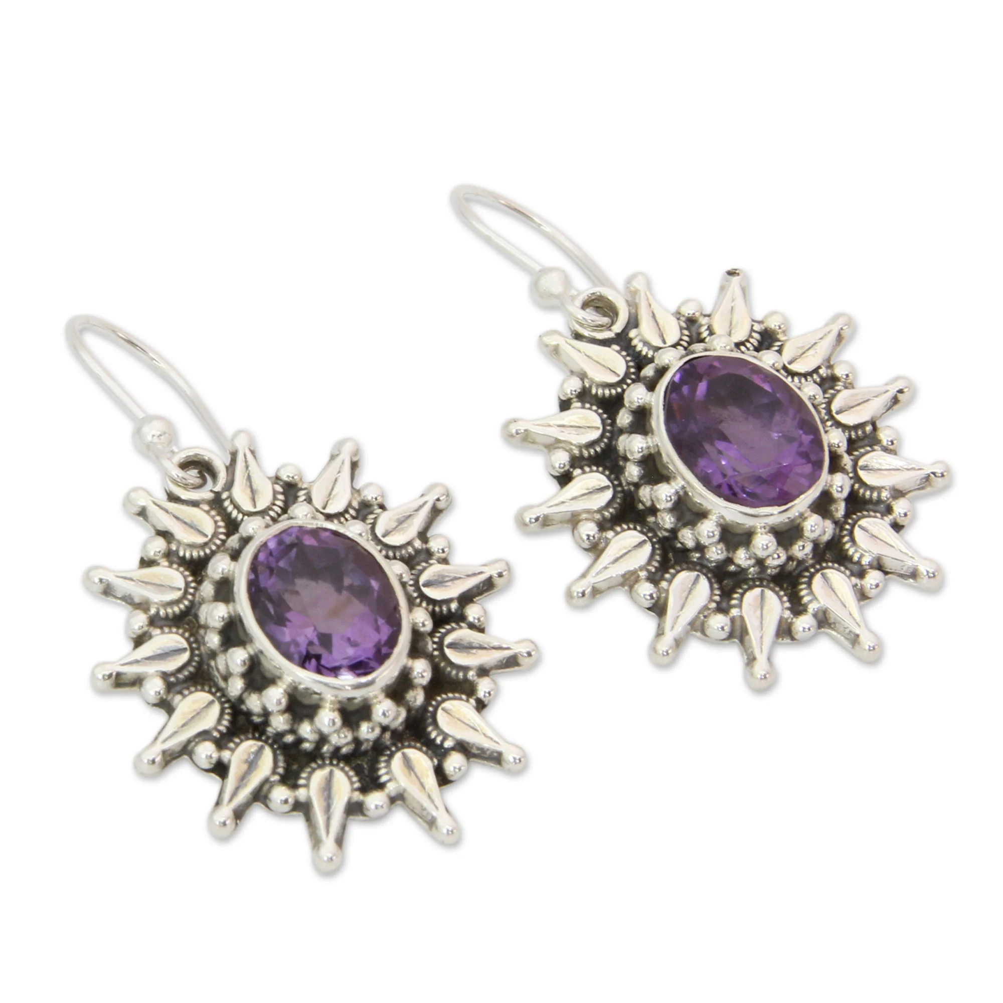 Eternal Radiance Amethyst and Silver Artisan Crafted 6 Carat Earrings - Image 3