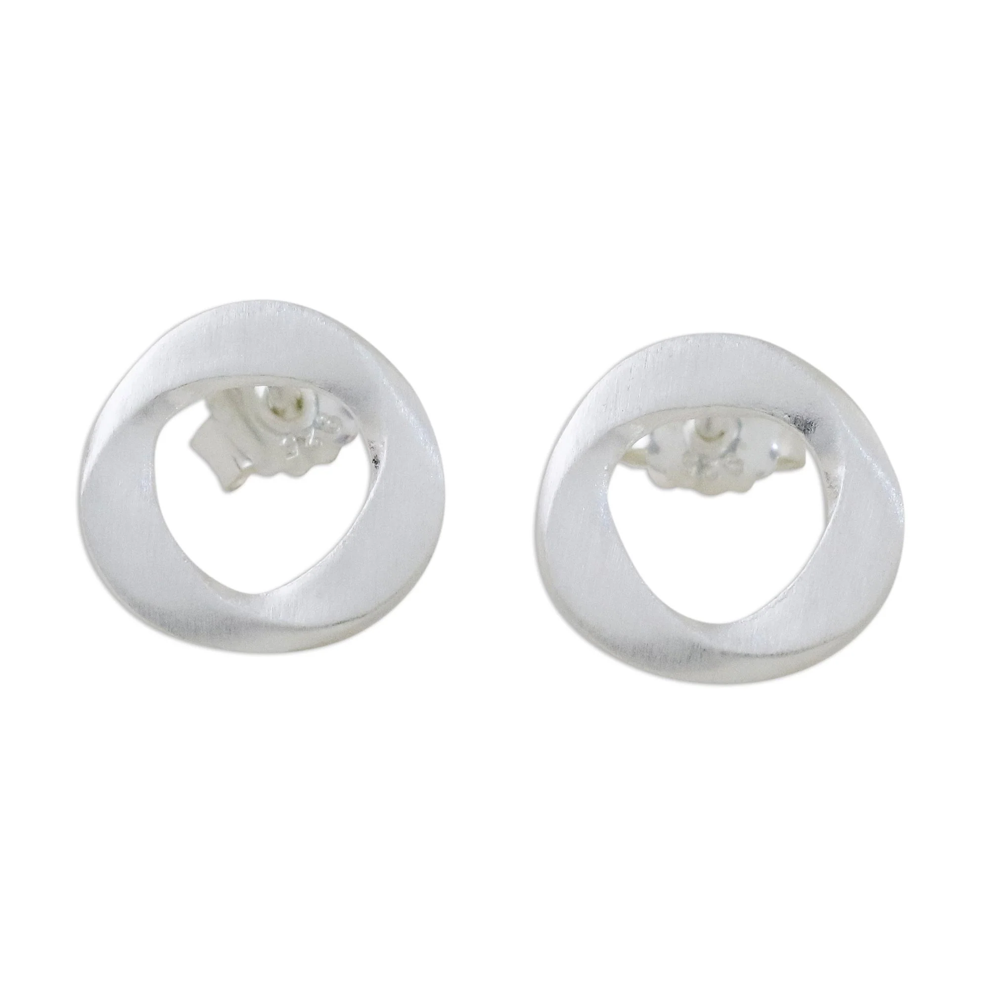 Eternity Annulet Handmade Thai Sterling Silver Modern Stud Earrings - Image 2