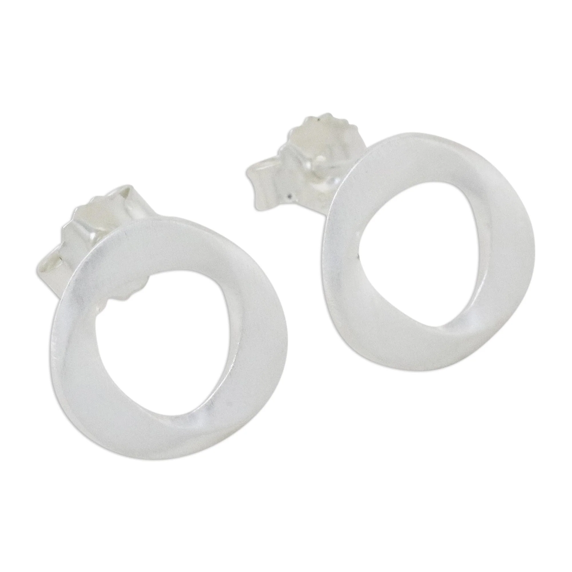 Eternity Annulet Handmade Thai Sterling Silver Modern Stud Earrings - Image 4
