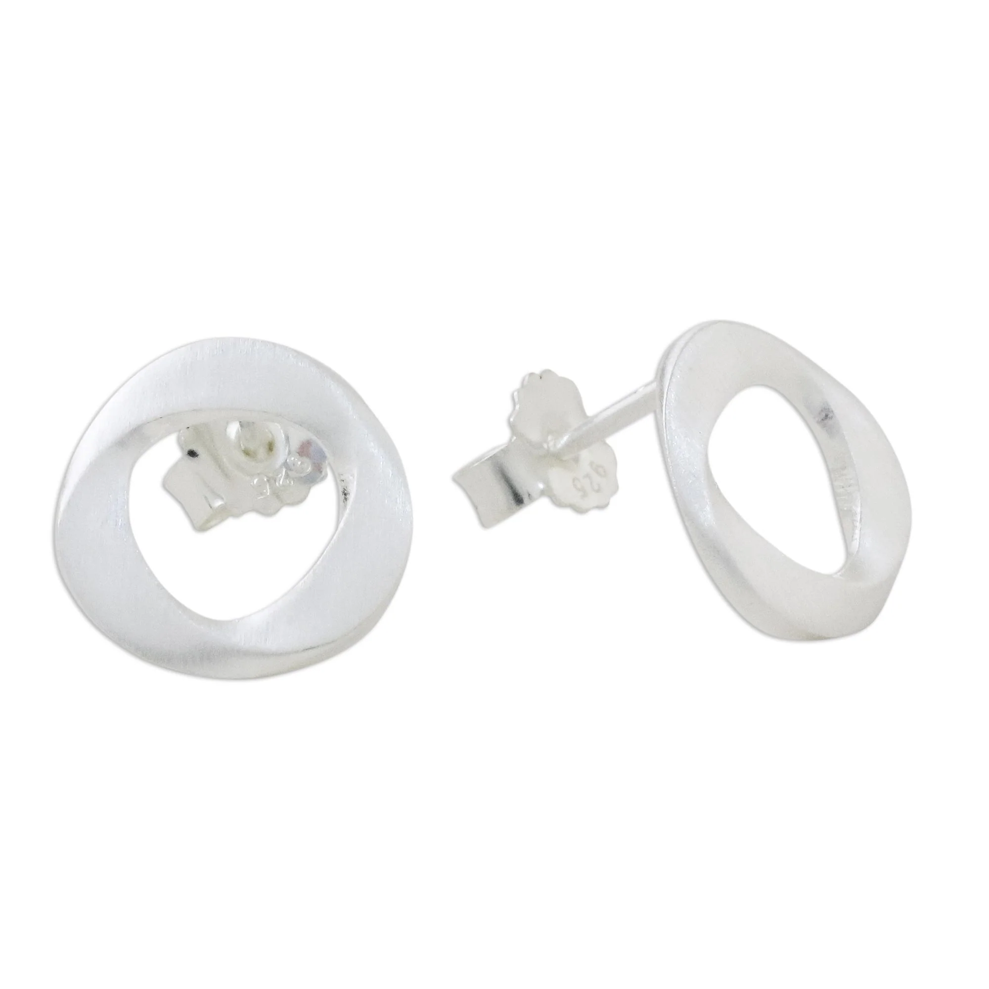 Eternity Annulet Handmade Thai Sterling Silver Modern Stud Earrings - Image 5